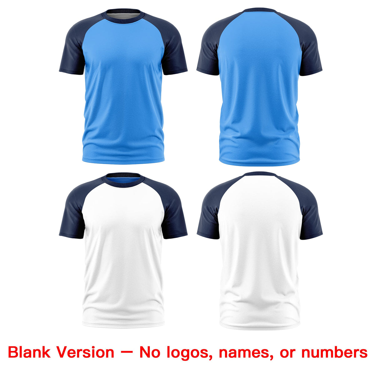 Custom Powder Blue Navy White Reversible Raglan Sleeves Quick Dry T-shirt| KXKSHOP