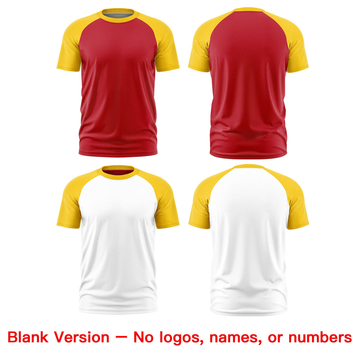 Custom Red Gold White Reversible Raglan Sleeves Moisture-Wicking T-shirt| KXKSHOP
