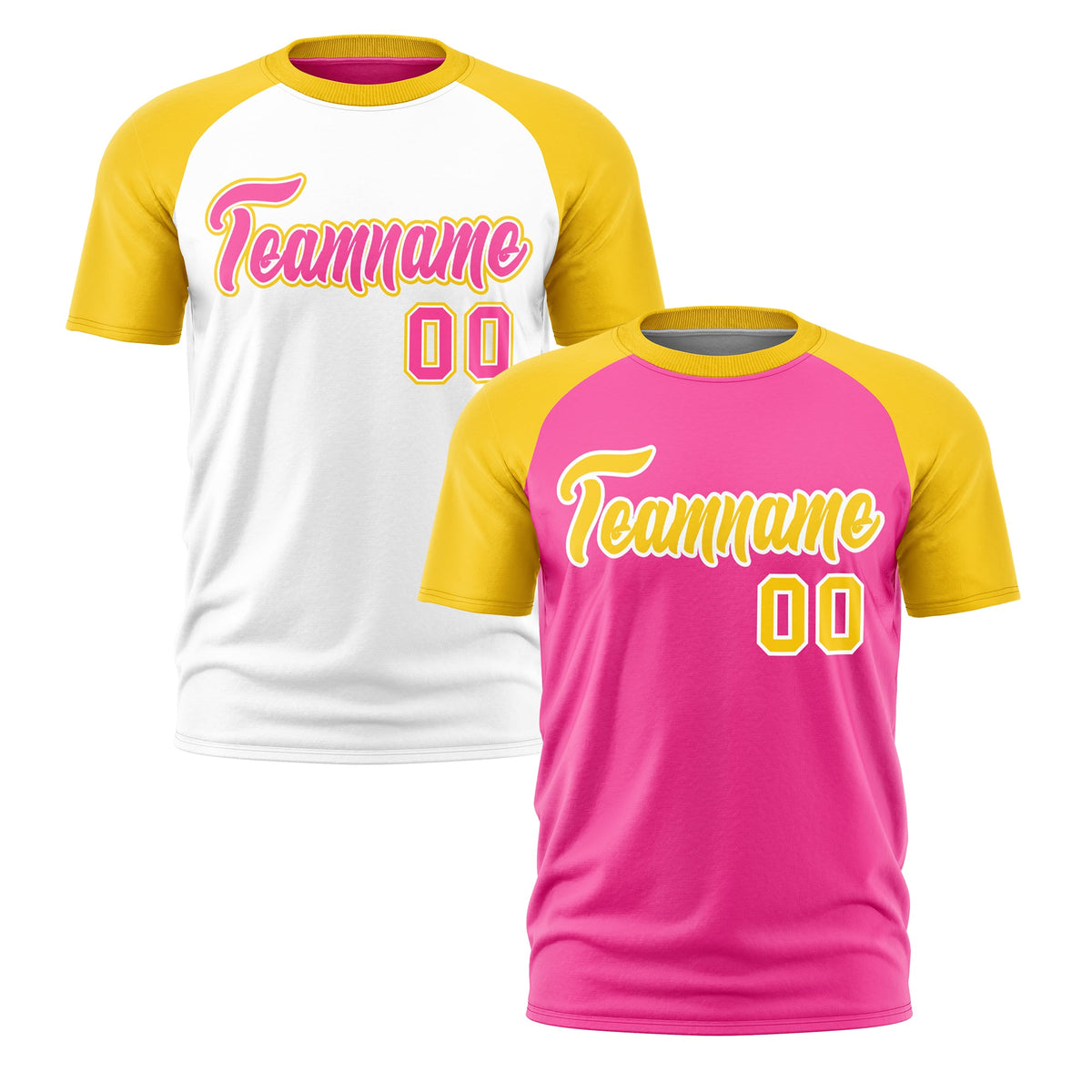 Custom Pink Gold White Reversible Raglan Sleeves Quick Dry T-shirt| KXKSHOP
