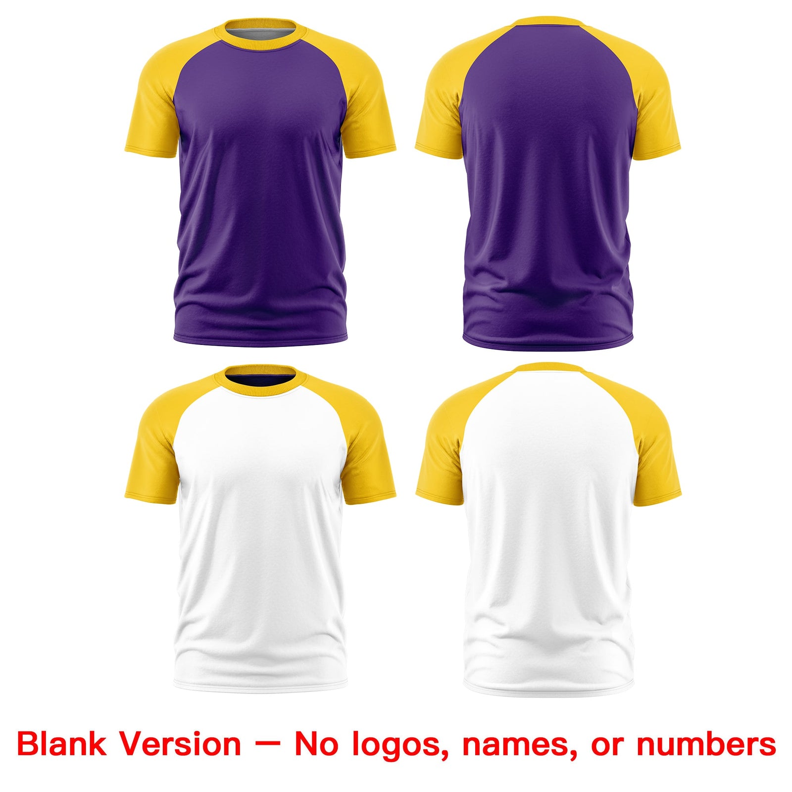 Custom Purple Gold White Reversible Raglan Sleeves Quick Dry T-shirt| KXKSHOP