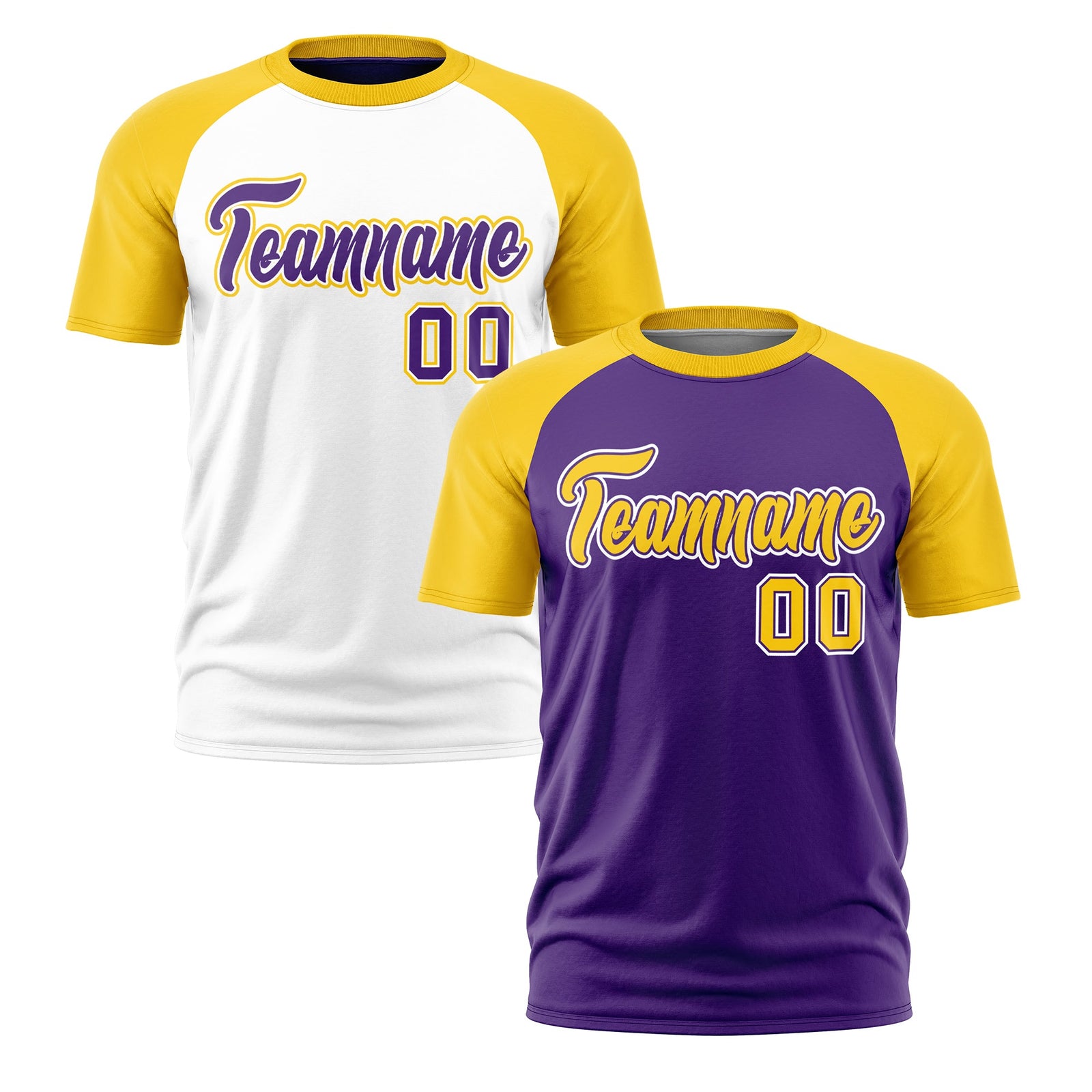 Custom Purple Gold White Reversible Raglan Sleeves Quick Dry T-shirt| KXKSHOP