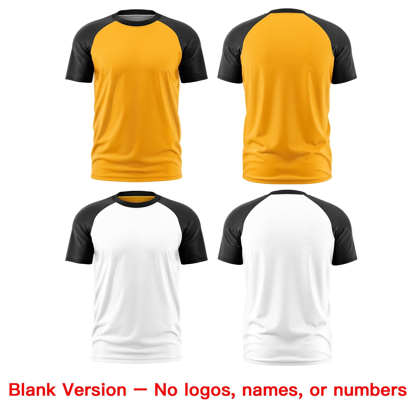 Custom Yellow Black White Reversible Raglan Sleeves Quick Dry T-shirt| KXKSHOP