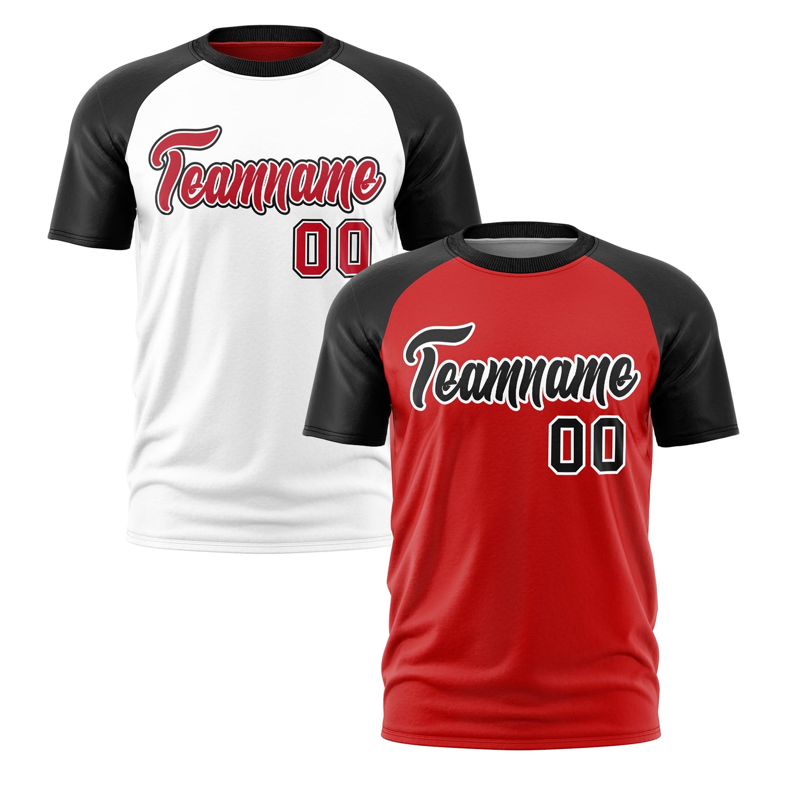 Custom Red Black White Reversible Raglan Sleeves Quick Dry T-shirt| KXKSHOP