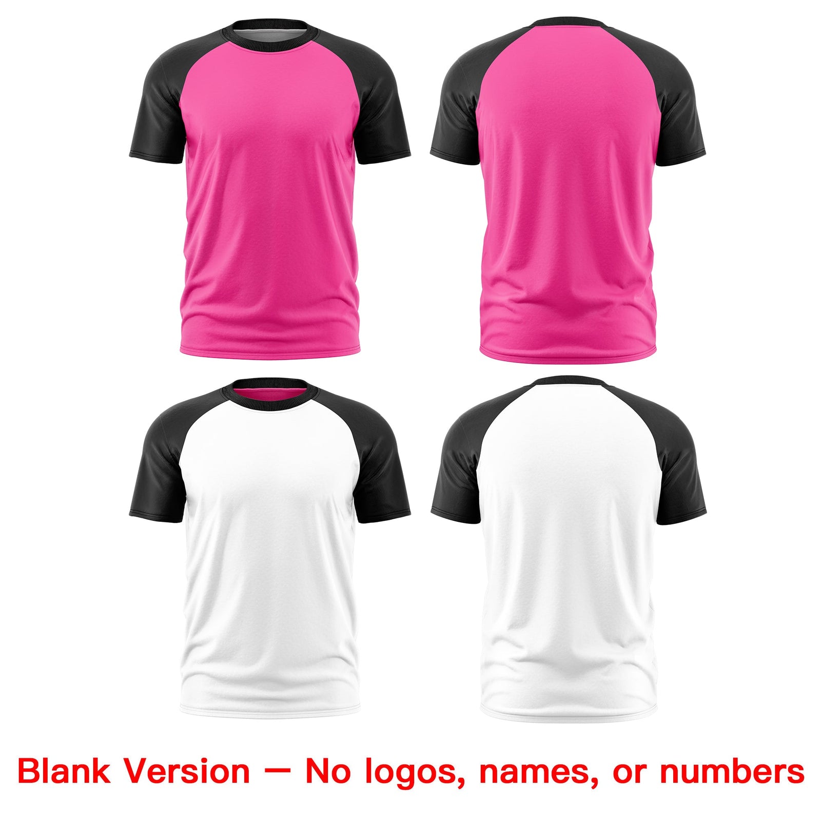 Custom Pink Black White Reversible Raglan Sleeves Moisture-Wicking T-shirt| KXKSHOP