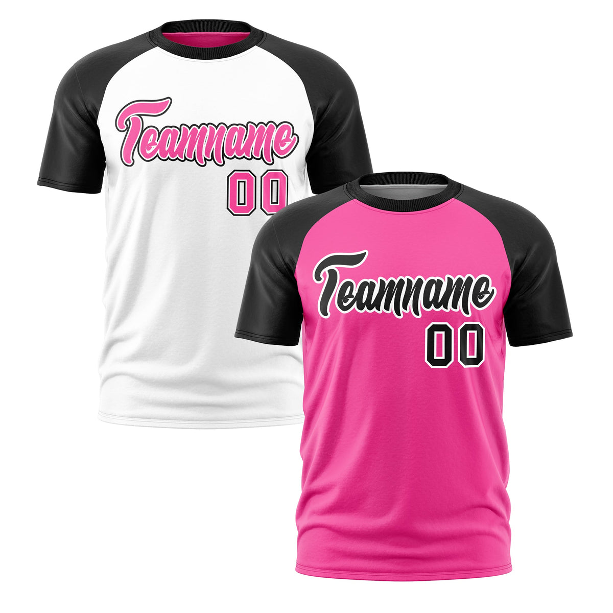 Custom Pink Black White Reversible Raglan Sleeves Moisture-Wicking T-shirt| KXKSHOP