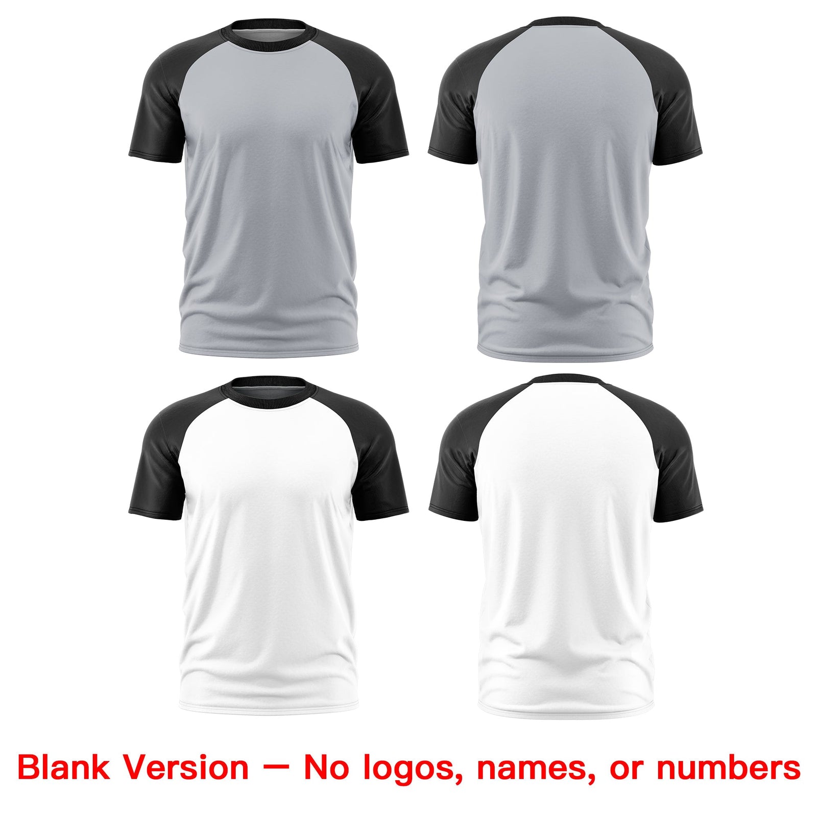 Custom Silver Black White Reversible Raglan Sleeves Quick Dry T-shirt| KXKSHOP