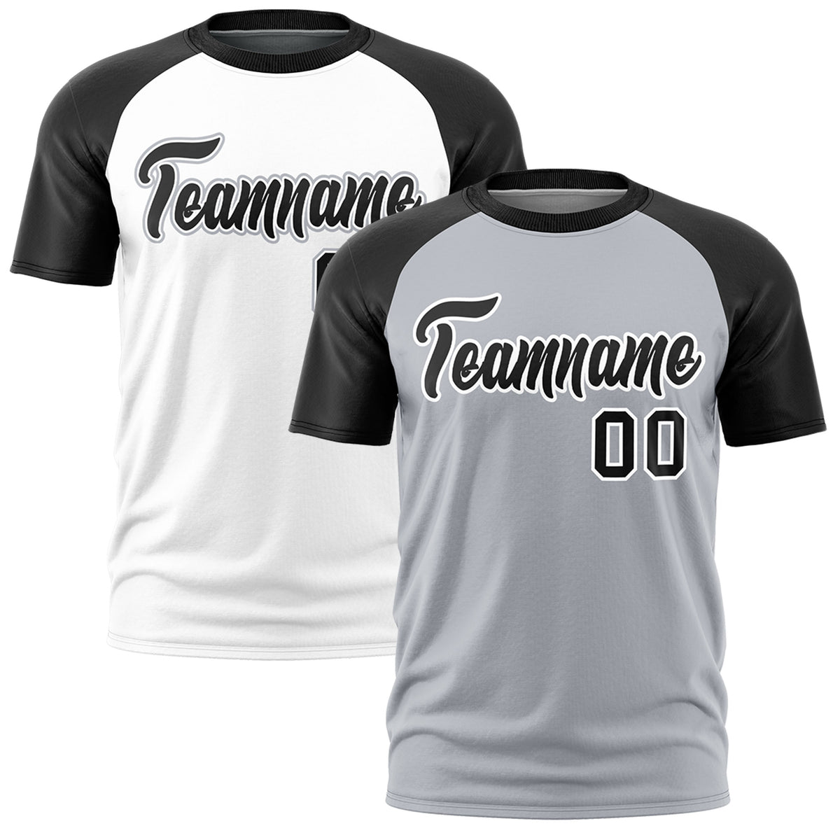 Custom Silver Black White Reversible Raglan Sleeves Quick Dry T-shirt| KXKSHOP