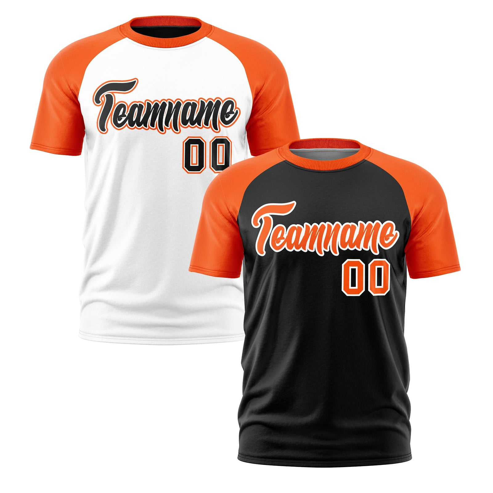 Custom Black Orange White Reversible Raglan Sleeves Quick Dry T-shirt| KXKSHOP