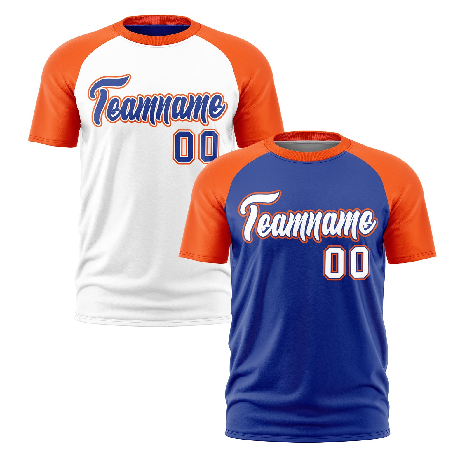 Custom Royal Blue Orange White Reversible Raglan Sleeves Moisture-Wicking T-shirt| KXKSHOP