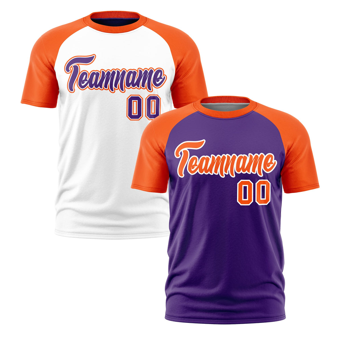 Custom Purple Orange White Reversible Raglan Sleeves Moisture-Wicking T-shirt| KXKSHOP