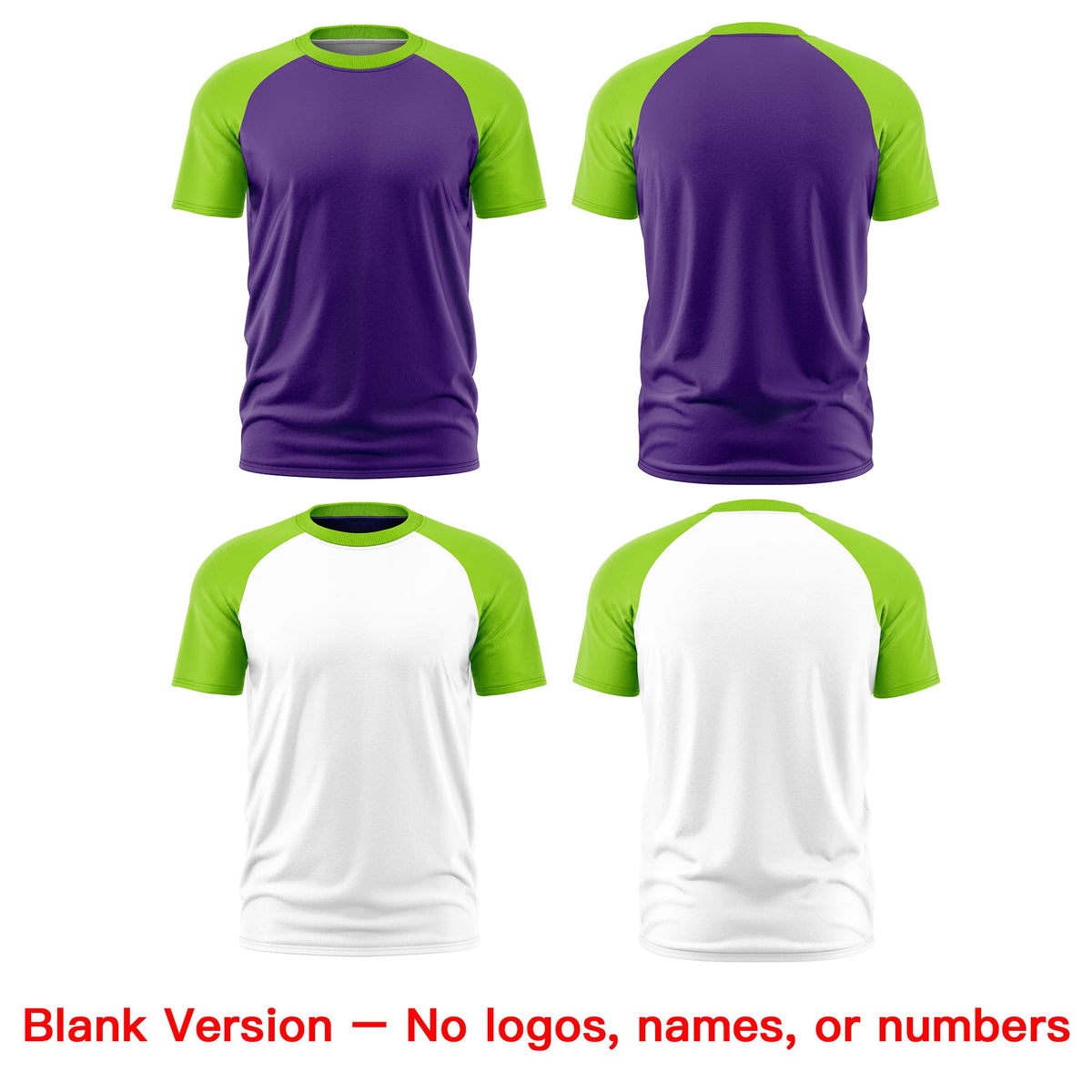 Custom Purple Neon Green White Reversible Raglan Sleeves Moisture-Wicking T-shirt| KXKSHOP