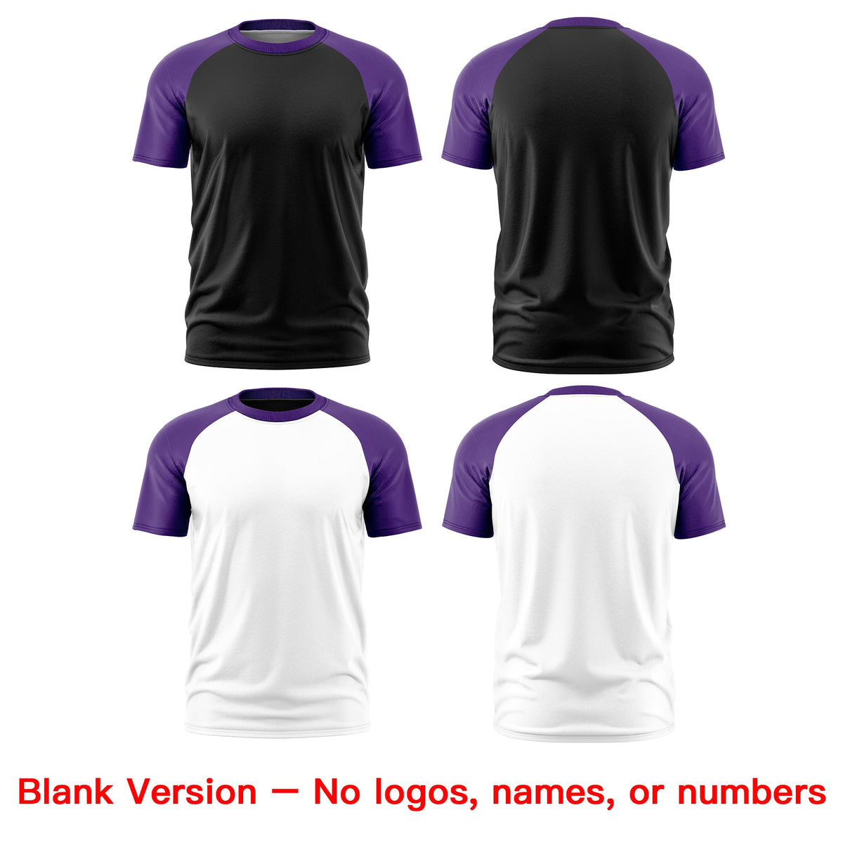 Custom Black Purple White Reversible Raglan Sleeves Moisture-Wicking T-shirt| KXKSHOP
