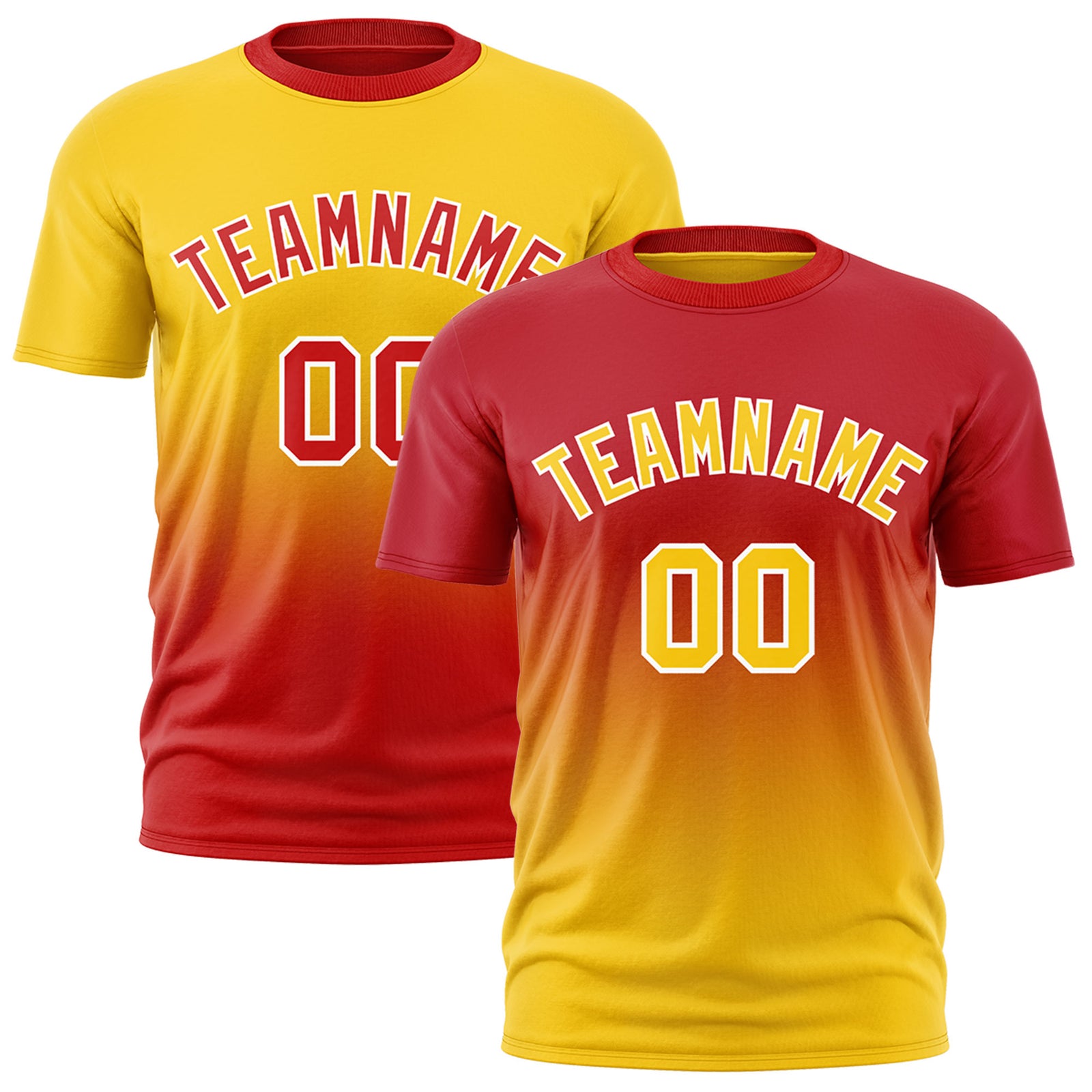 Custom Red Gold Gradient Fashion Reversible Quick Dry T-shirt| KXKSHOP
