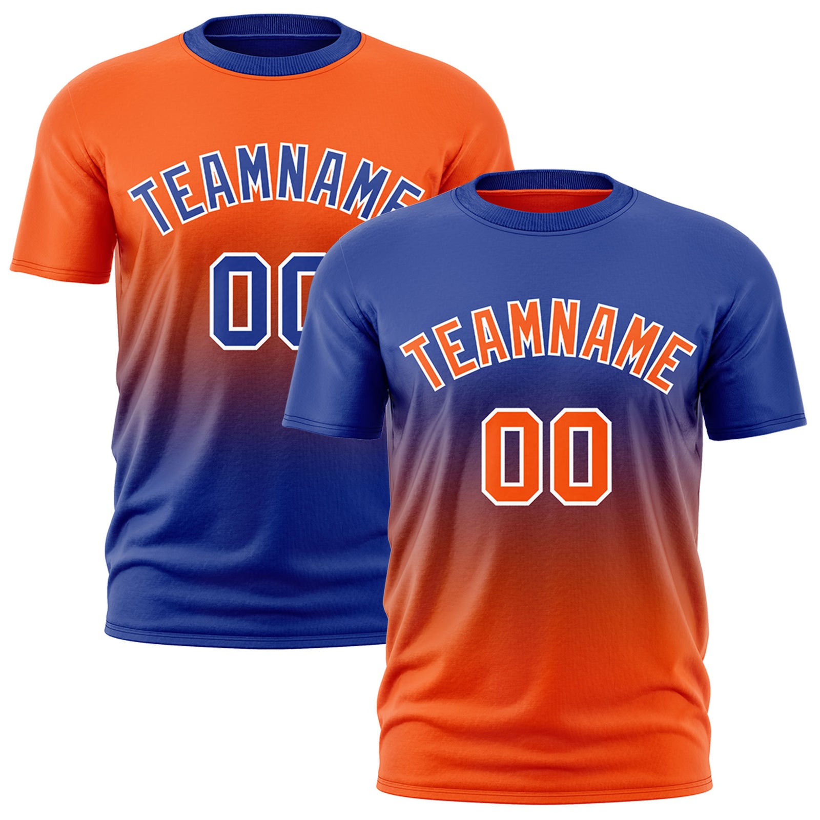 Custom Orange Royal Blue Gradient Fashion Reversible Lightweight T-shirt| KXKSHOP