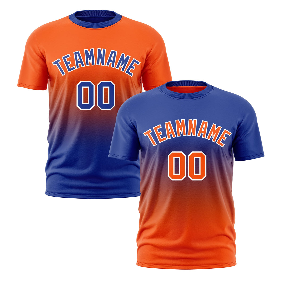 Custom Orange Royal Blue Gradient Fashion Reversible Lightweight T-shirt| KXKSHOP