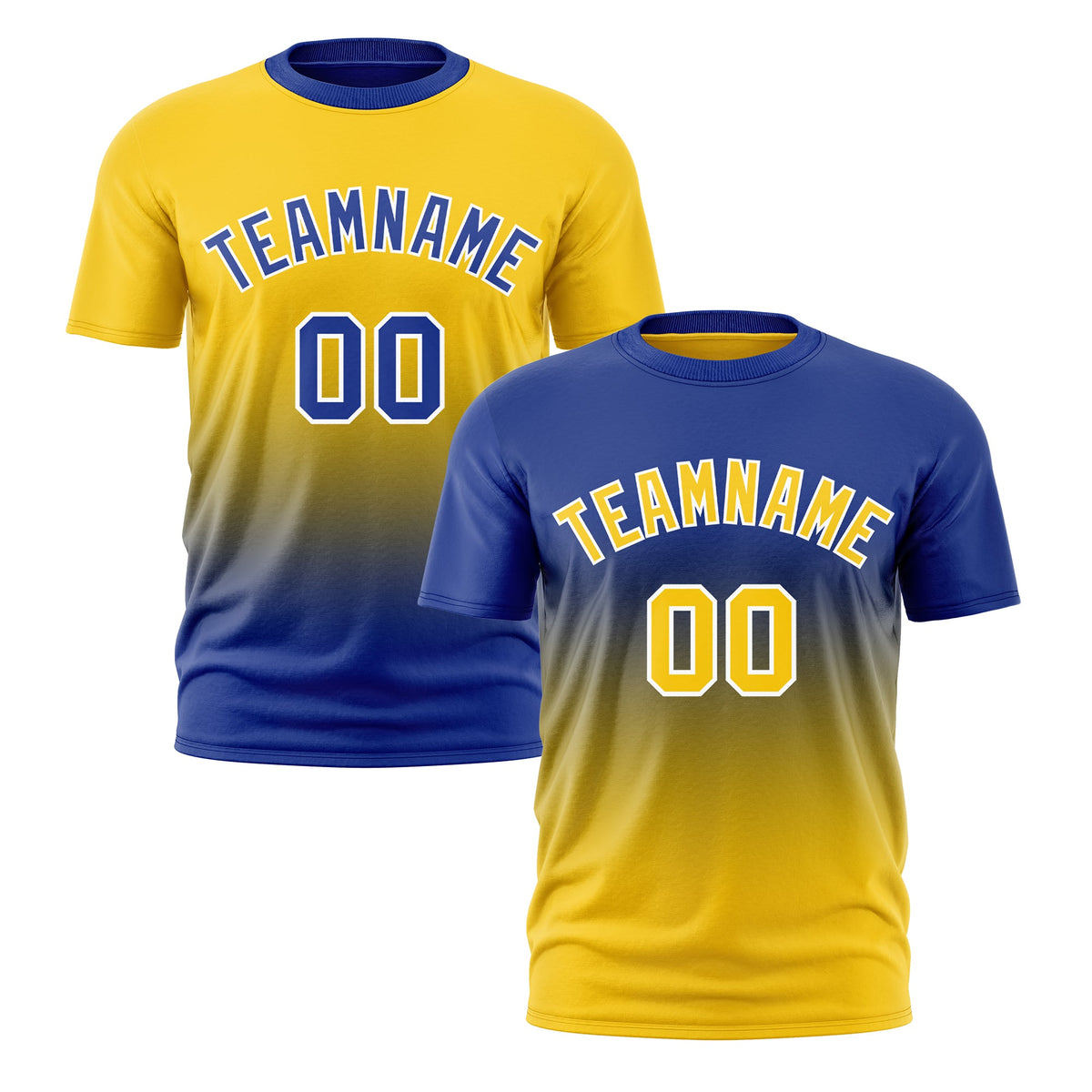 Custom Gold Royal Blue Gradient Fashion Reversible Quick Dry T-shirt| KXKSHOP