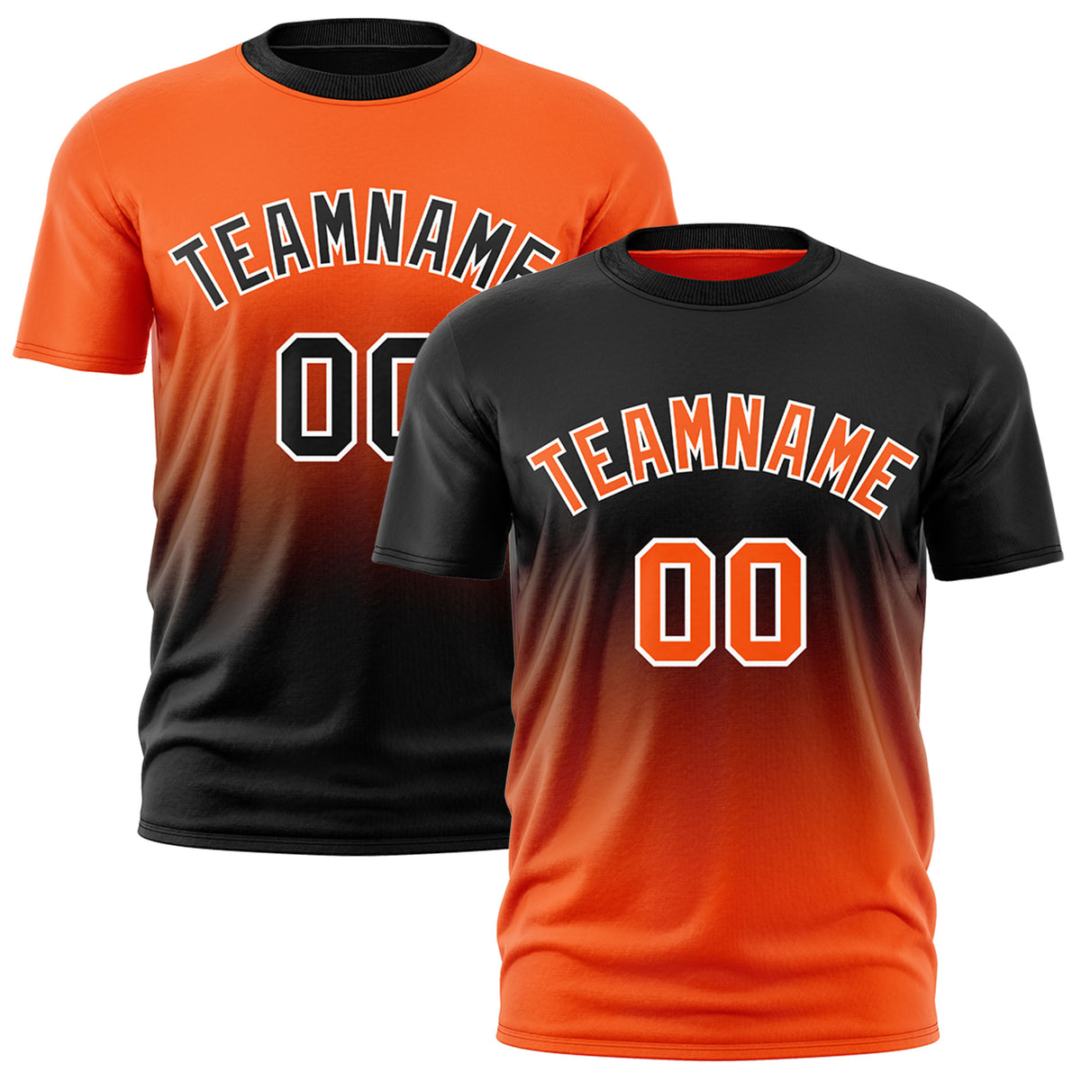 Custom Orange Black Gradient Fashion Reversible Quick Dry T-shirt| KXKSHOP