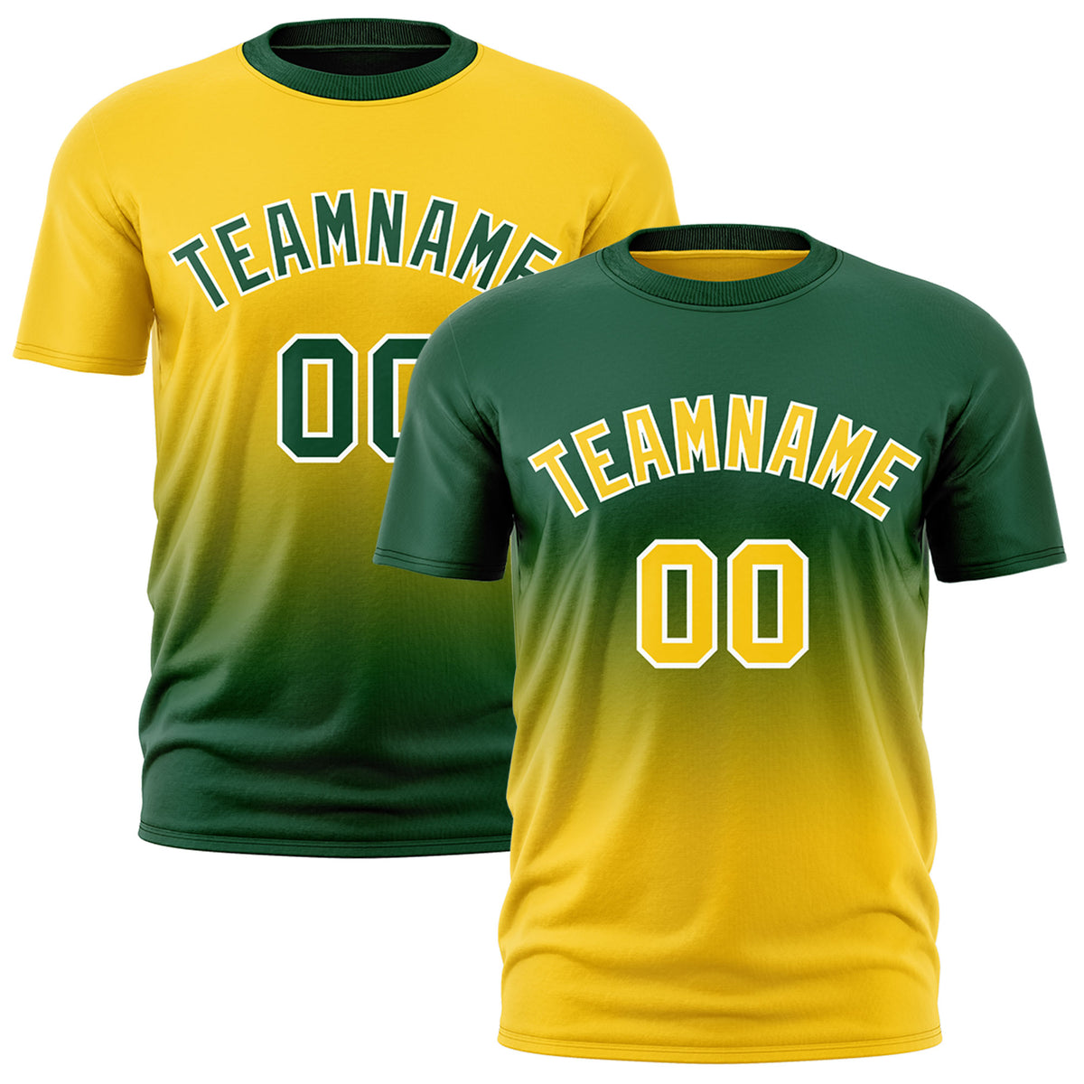 Custom Dark Green Gold Gradient Fashion Reversible Quick Dry T-shirt| KXKSHOP