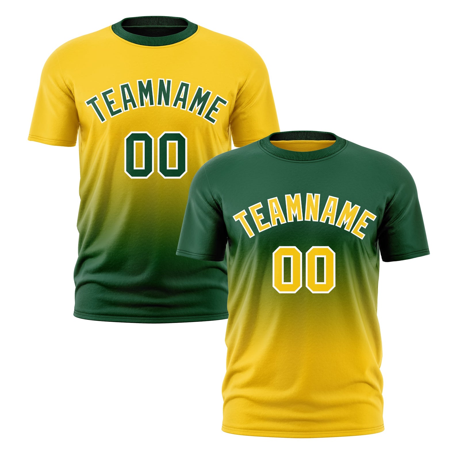 Custom Dark Green Gold Gradient Fashion Reversible Quick Dry T-shirt| KXKSHOP