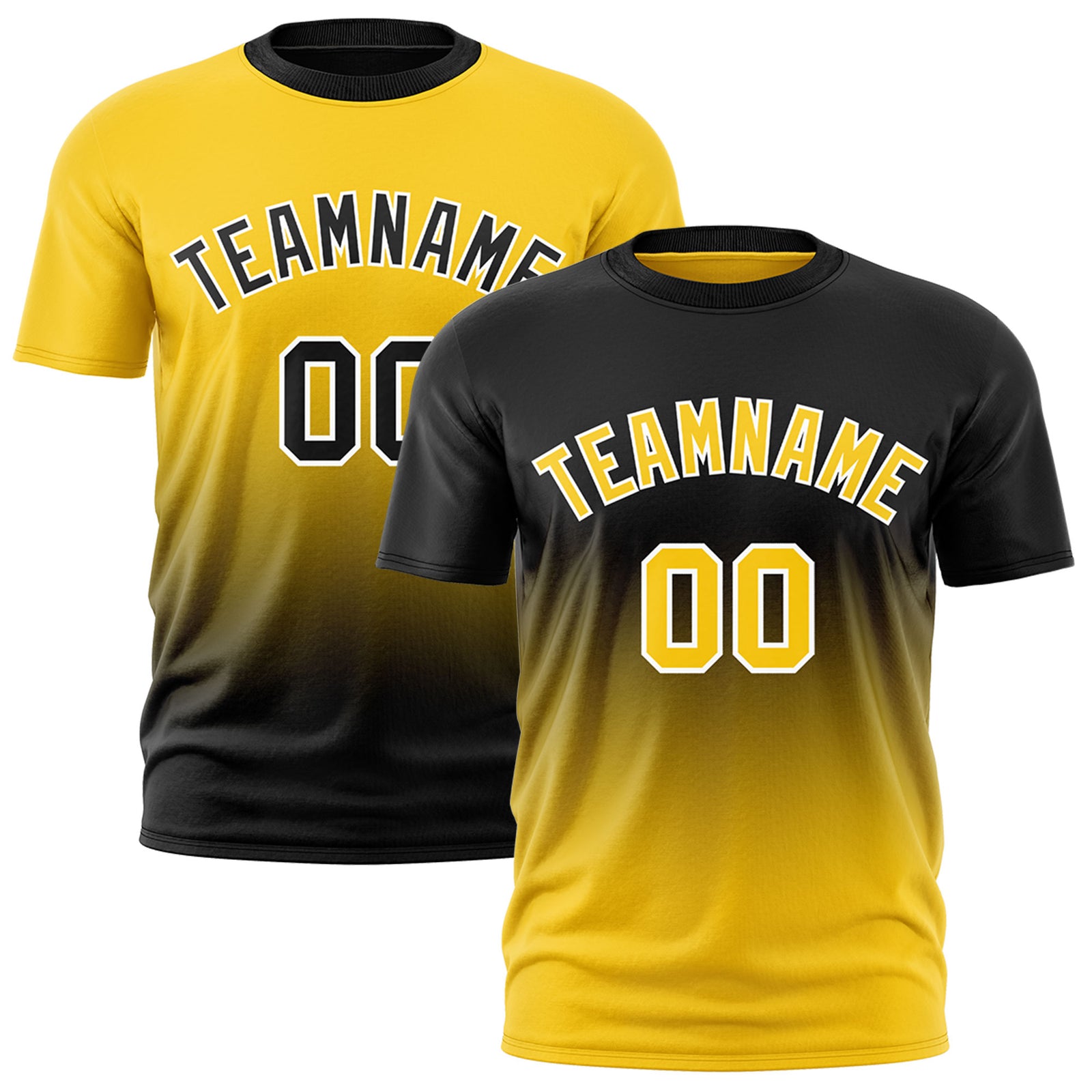 Custom Gold Black Gradient Fashion Reversible Lightweight T-shirt| KXKSHOP