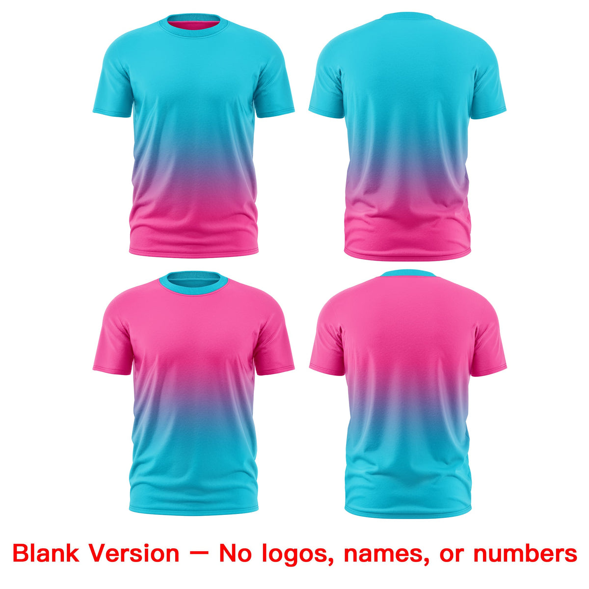 Custom Sky Blue Pink Gradient Fashion Reversible Lightweight T-shirt| KXKSHOP