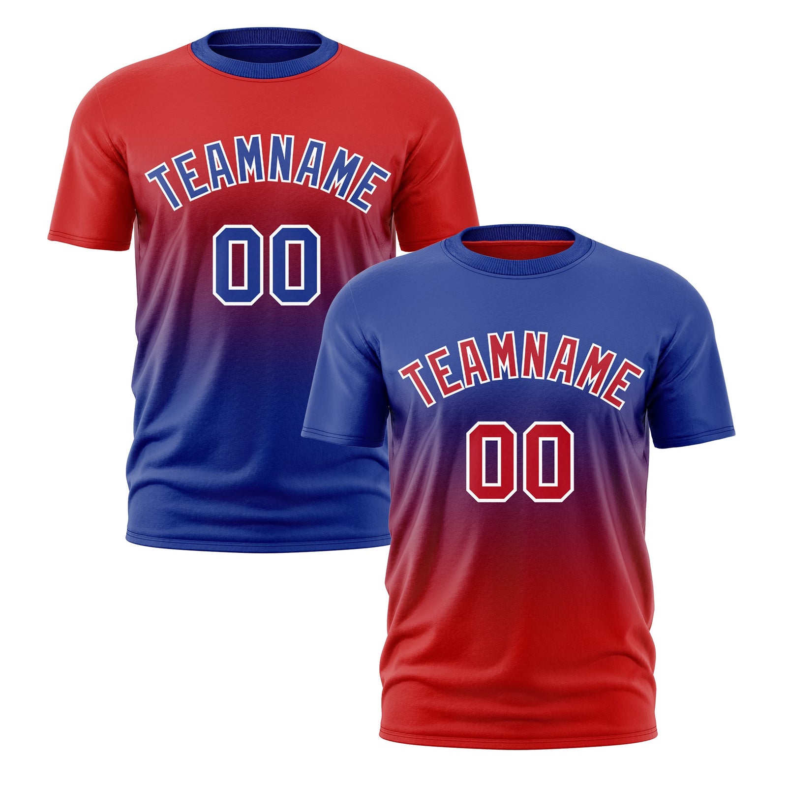 Custom Red Royal Blue Gradient Fashion Reversible Lightweight T-shirt| KXKSHOP