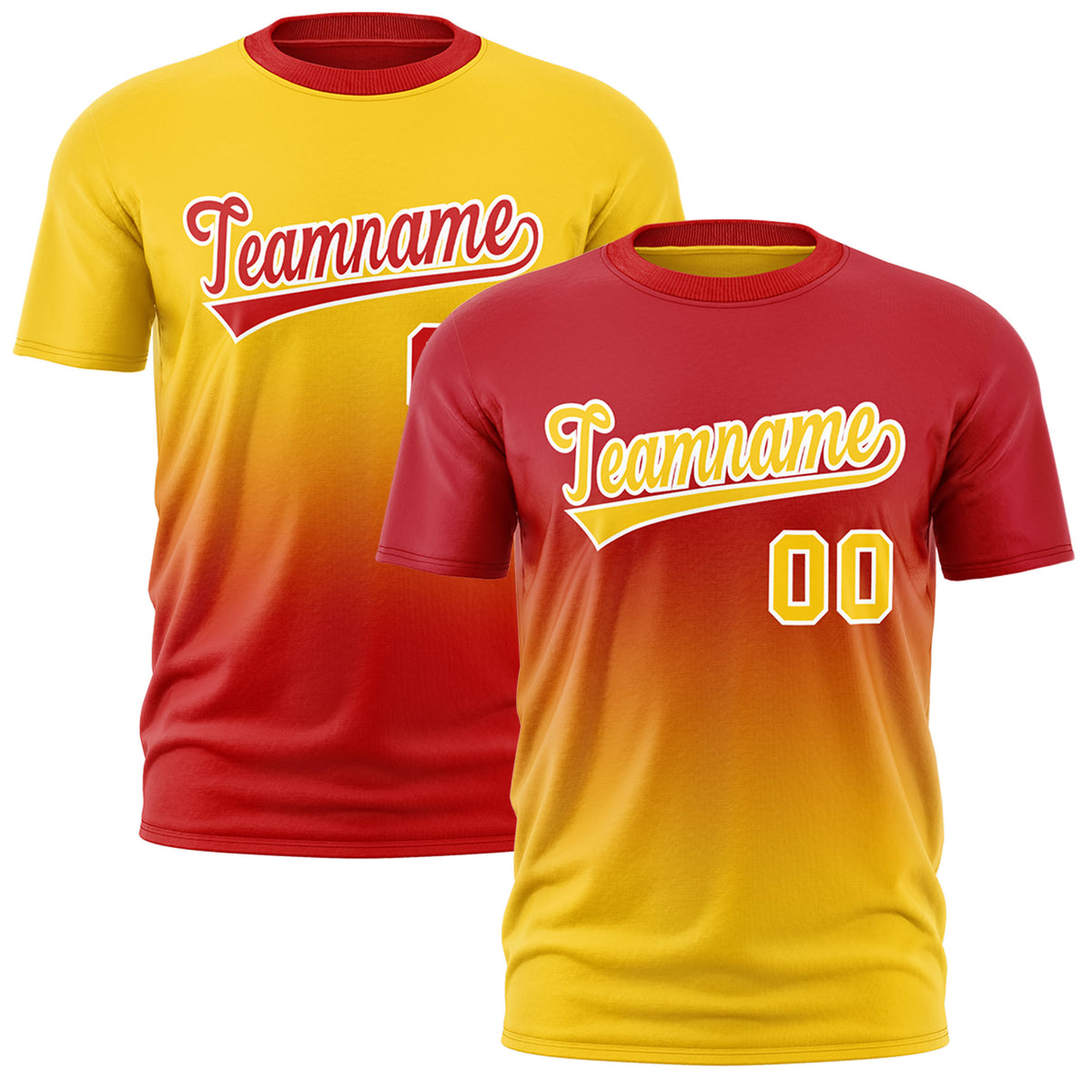 Custom Red Gold Gradient Fashion Reversible Quick Dry T-shirt| KXKSHOP