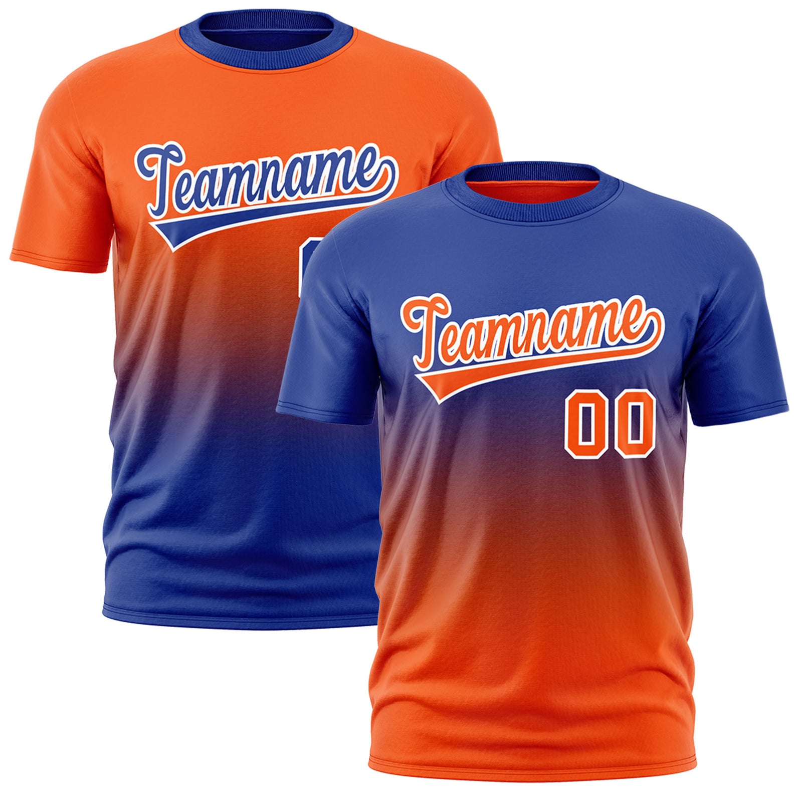 Custom Orange Royal Blue Gradient Fashion Reversible Lightweight T-shirt| KXKSHOP