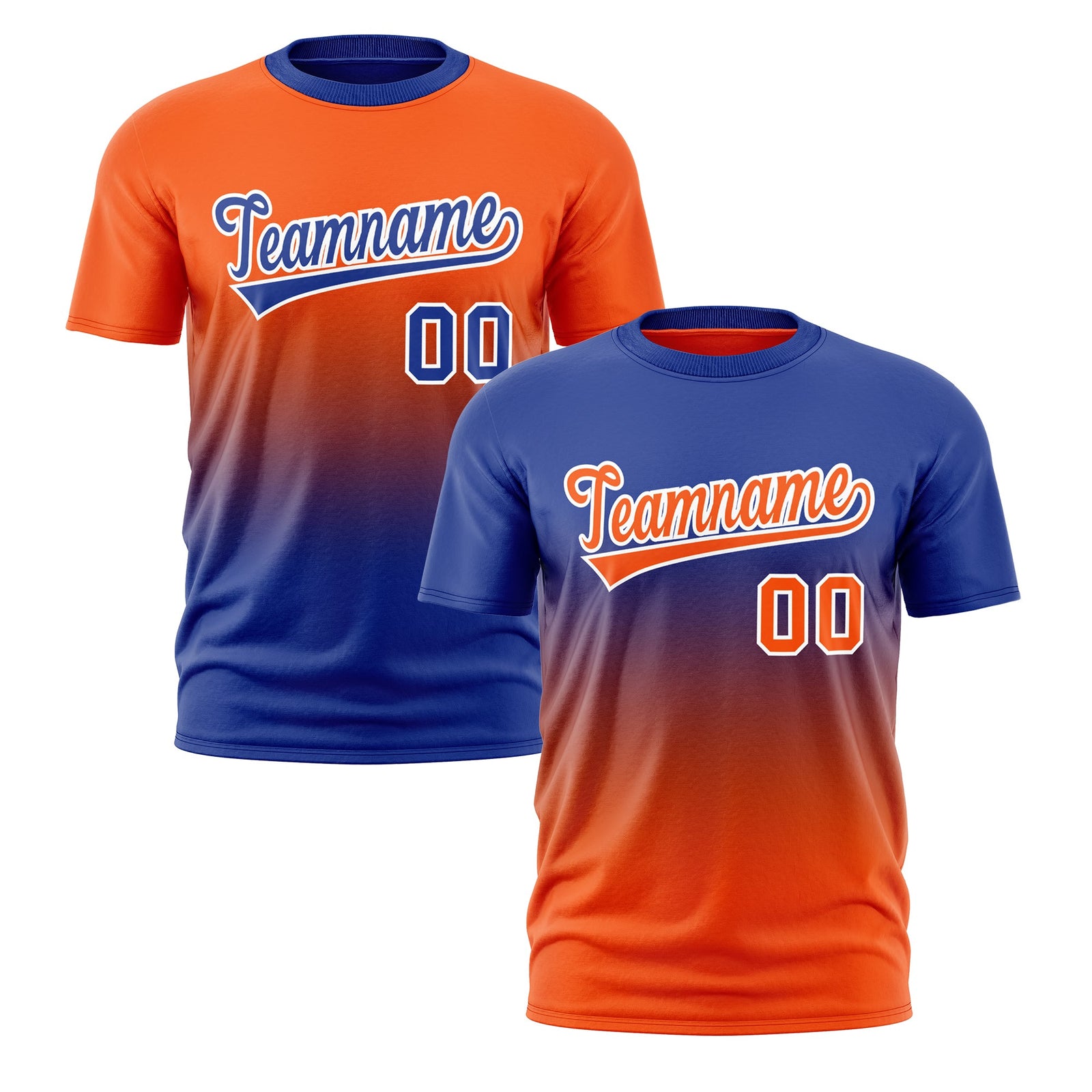 Custom Orange Royal Blue Gradient Fashion Reversible Lightweight T-shirt| KXKSHOP