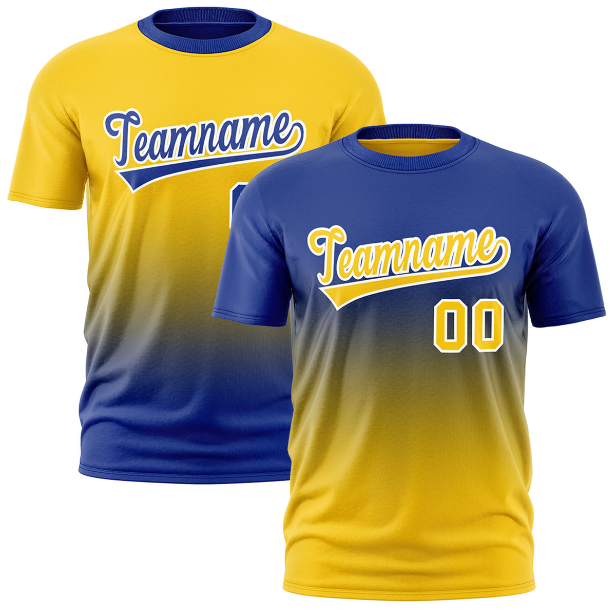 Custom Gold Royal Blue Gradient Fashion Reversible Quick Dry T-shirt| KXKSHOP