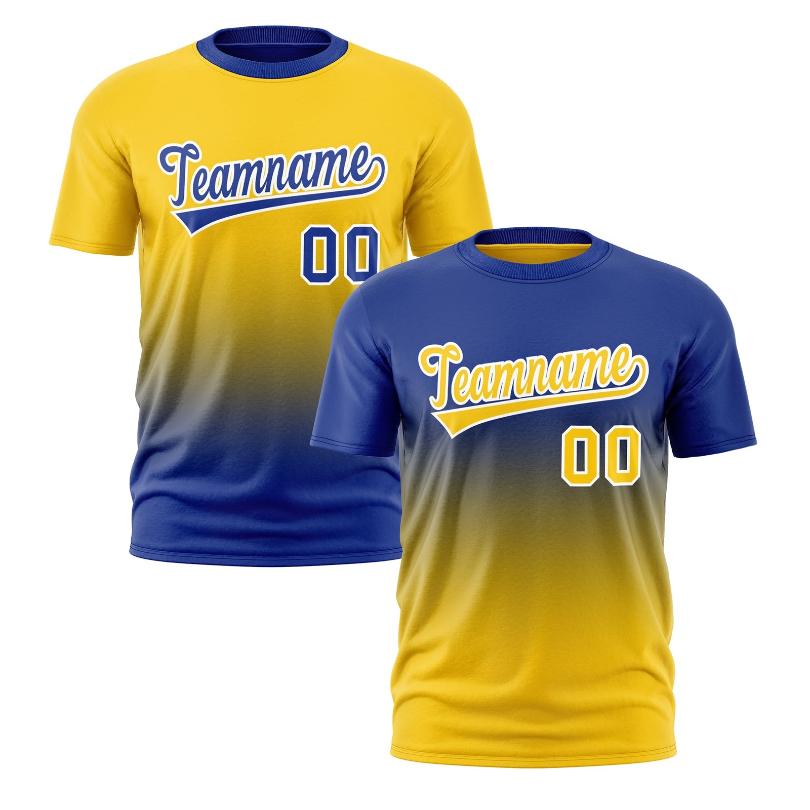 Custom Gold Royal Blue Gradient Fashion Reversible Quick Dry T-shirt| KXKSHOP