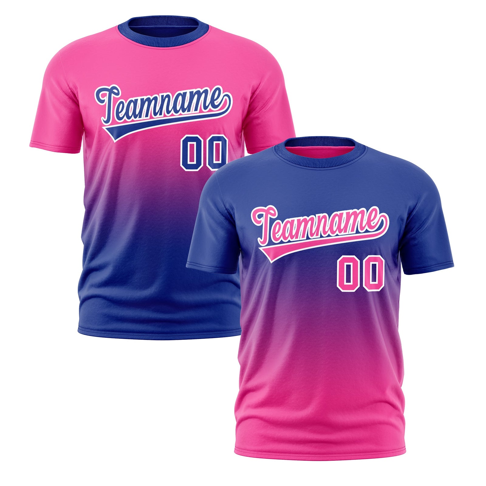 Custom Pink Royal Blue Gradient Fashion Reversible Quick Dry T-shirt| KXKSHOP