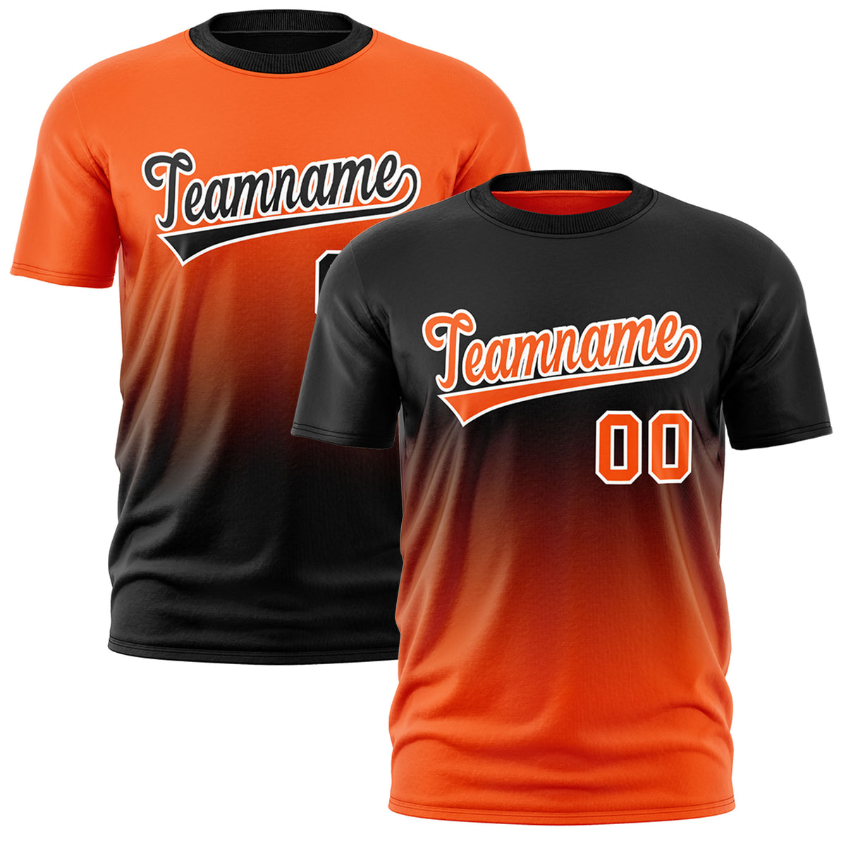 Custom Orange Black Gradient Fashion Reversible Quick Dry T-shirt| KXKSHOP