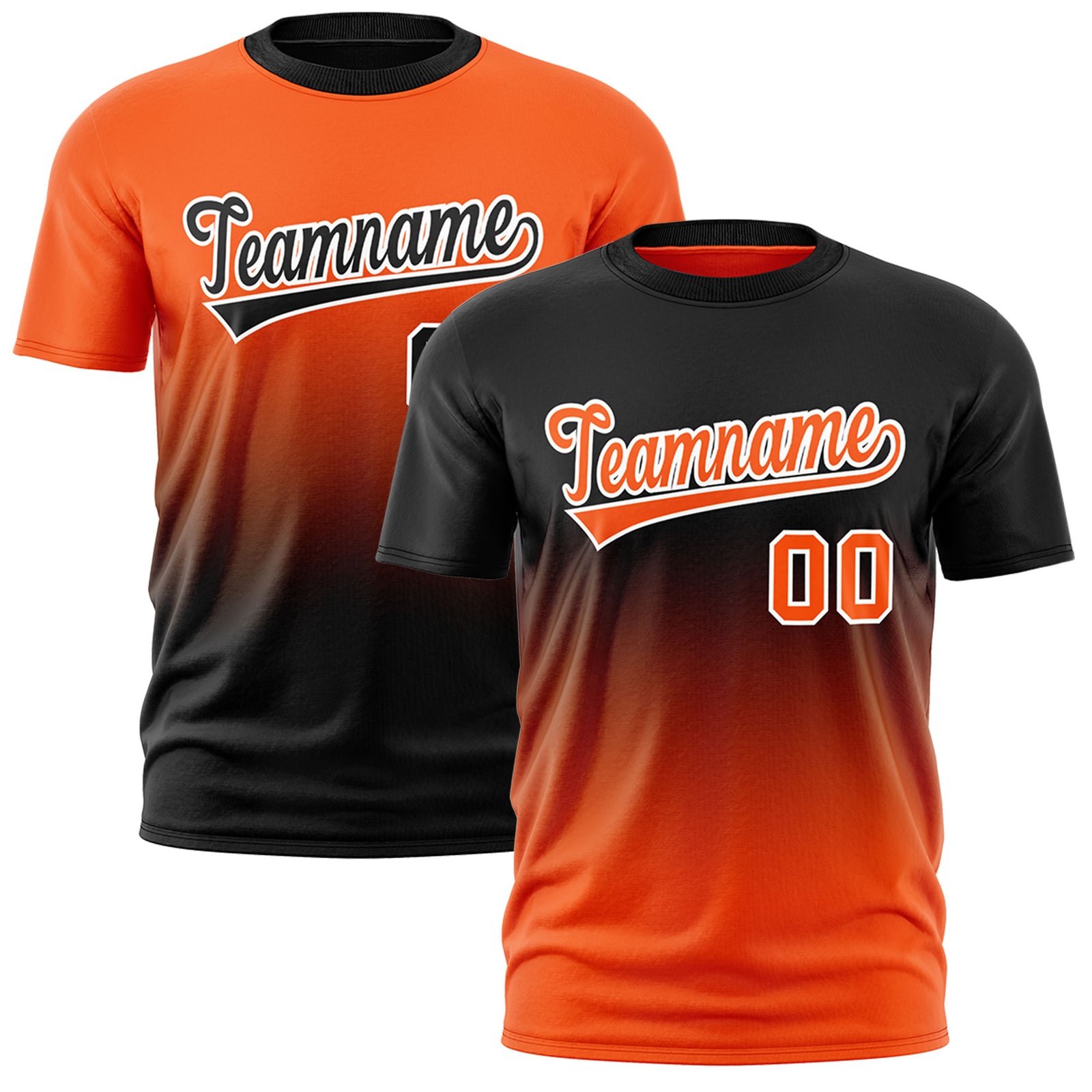 Custom Orange Black Gradient Fashion Reversible Quick Dry T-shirt| KXKSHOP