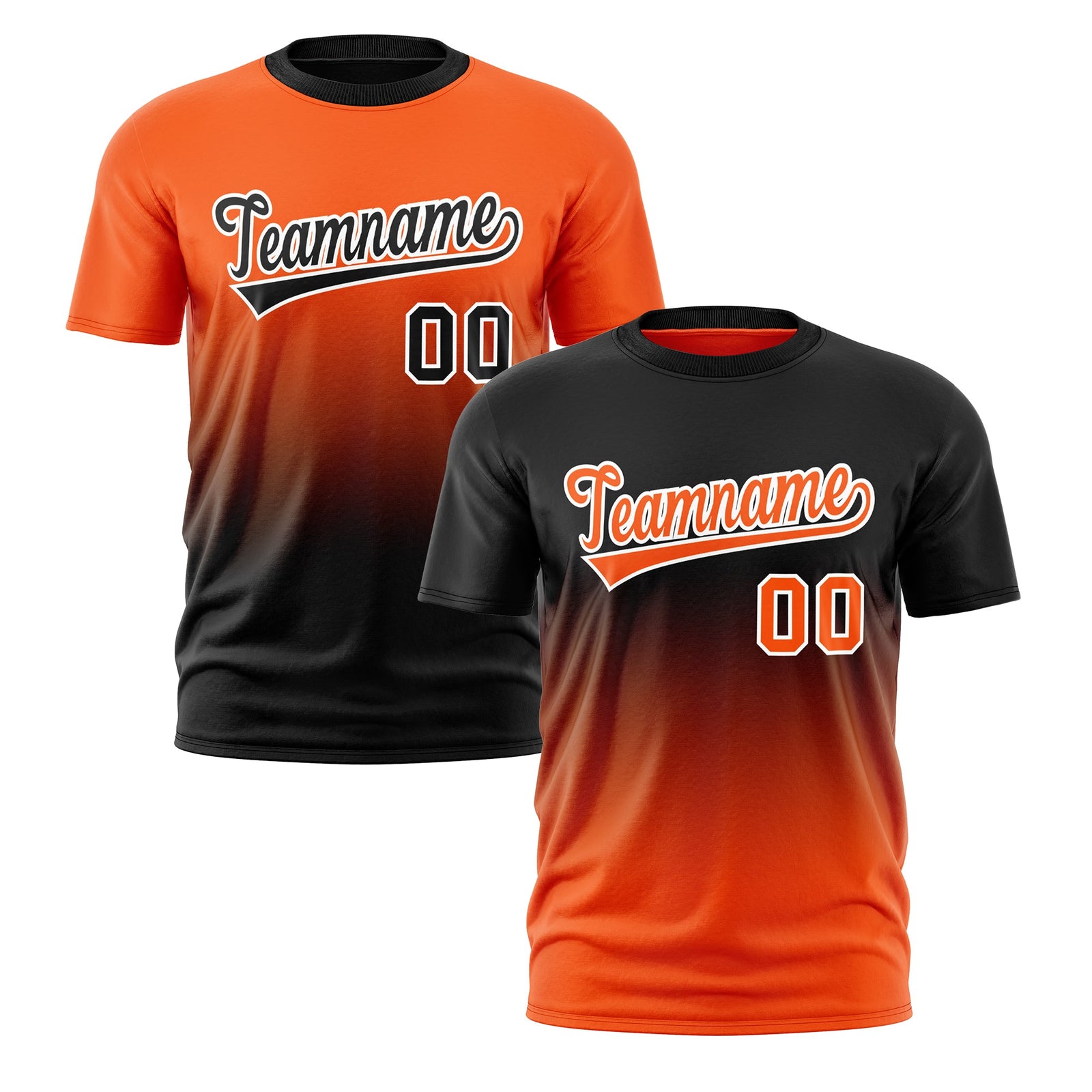 Custom Orange Black Gradient Fashion Reversible Quick Dry T-shirt| KXKSHOP