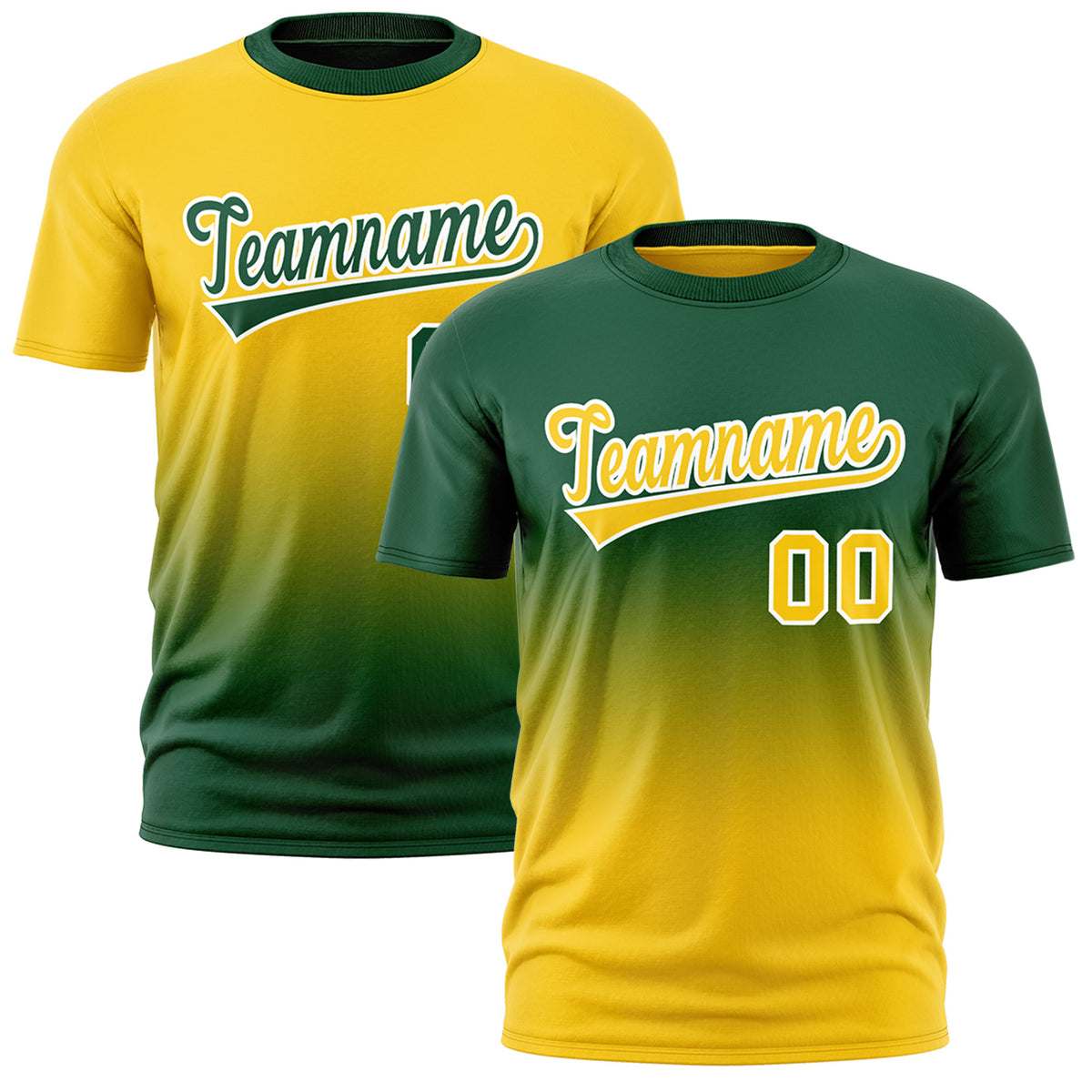 Custom Dark Green Gold Gradient Fashion Reversible Quick Dry T-shirt| KXKSHOP