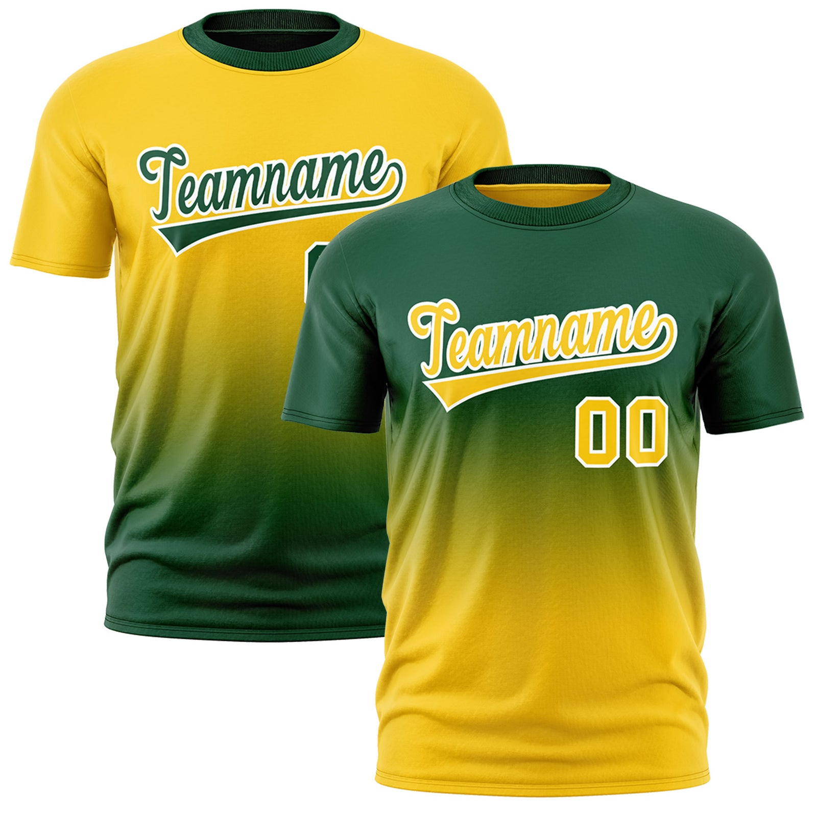 Custom Dark Green Gold Gradient Fashion Reversible Quick Dry T-shirt| KXKSHOP