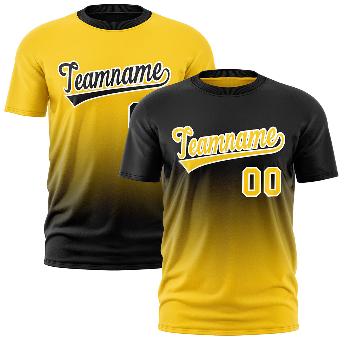 Custom Gold Black Gradient Fashion Reversible Lightweight T-shirt| KXKSHOP