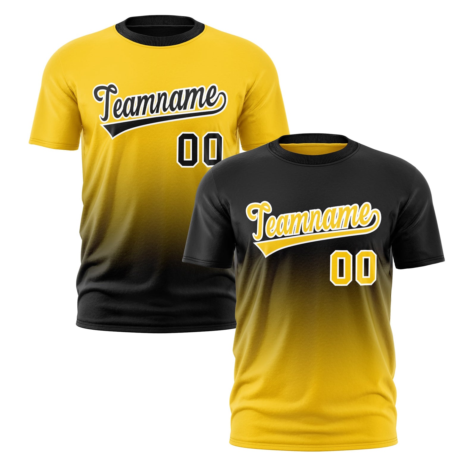 Custom Gold Black Gradient Fashion Reversible Lightweight T-shirt| KXKSHOP