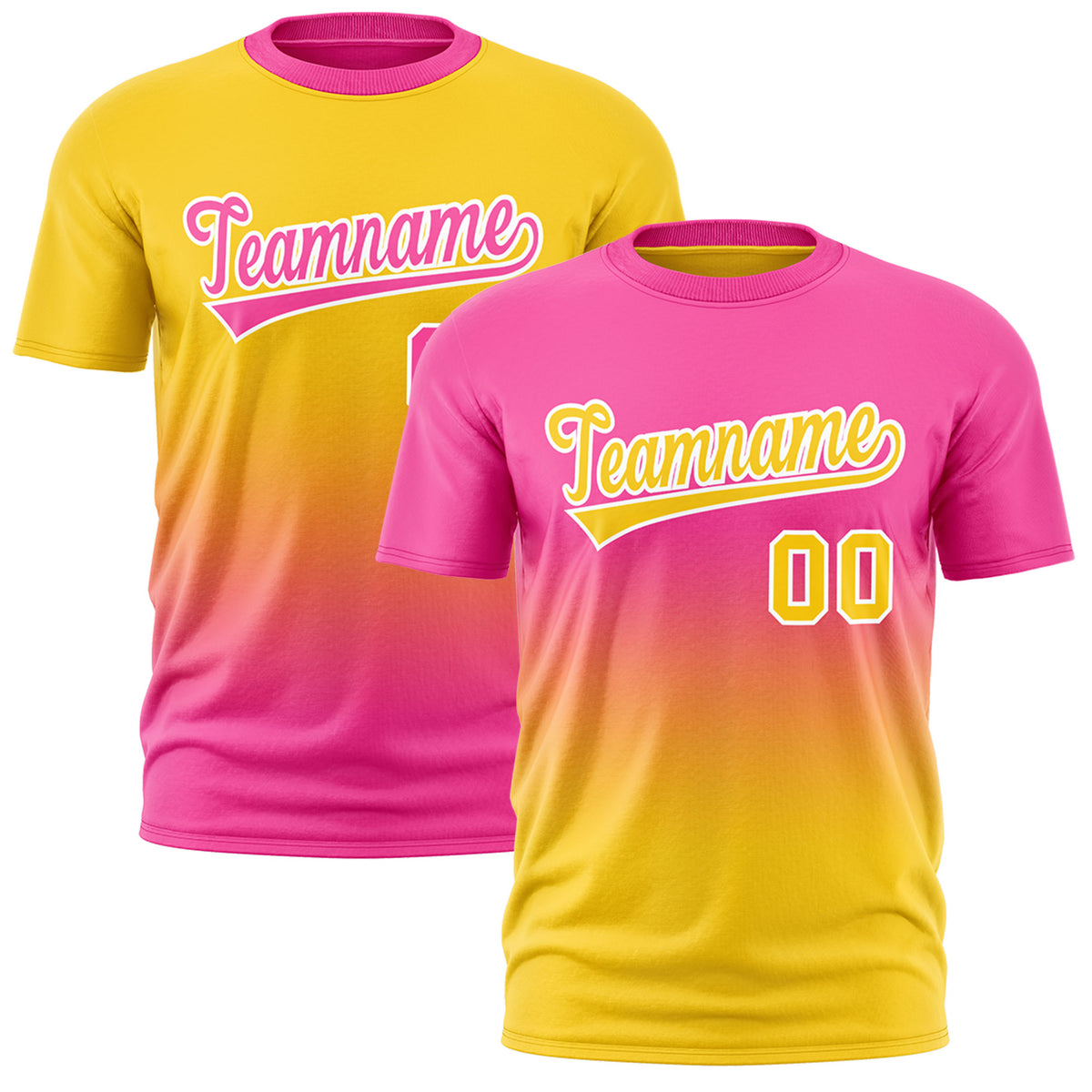 Custom Pink Gold Gradient Fashion Reversible Quick Dry T-shirt| KXKSHOP