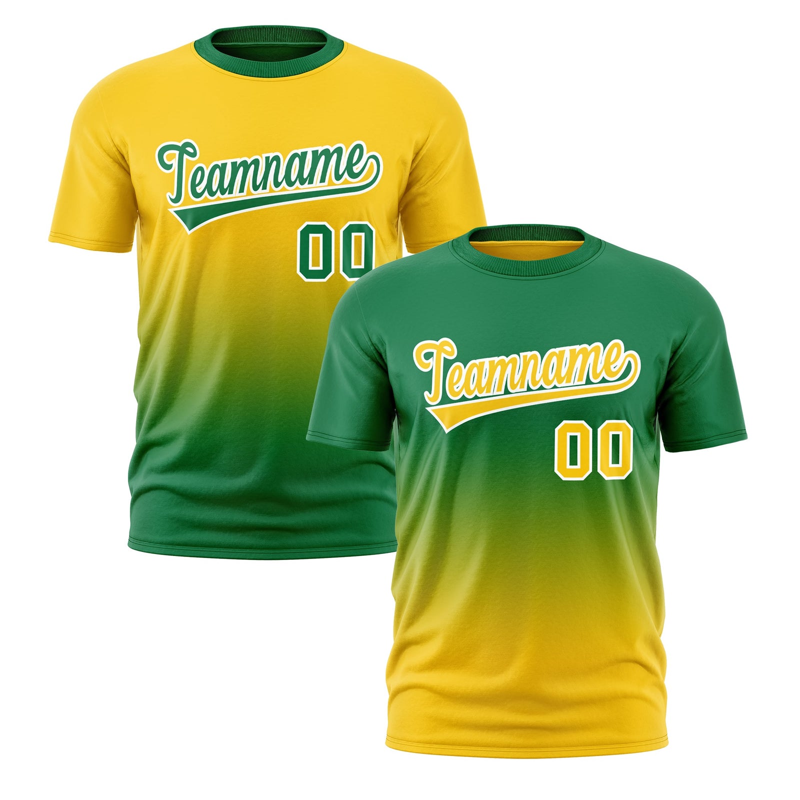 Custom Kelly Green Gold Gradient Fashion Reversible Lightweight T-shirt| KXKSHOP