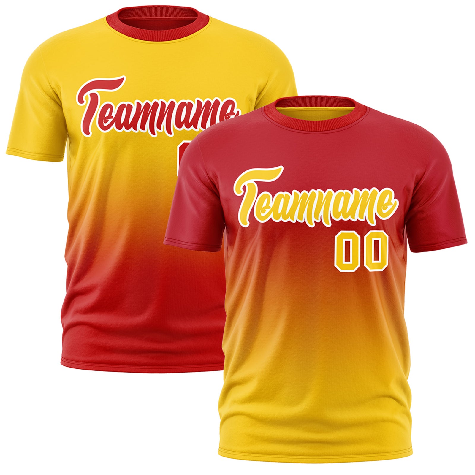 Custom Red Gold Gradient Fashion Reversible Quick Dry T-shirt| KXKSHOP