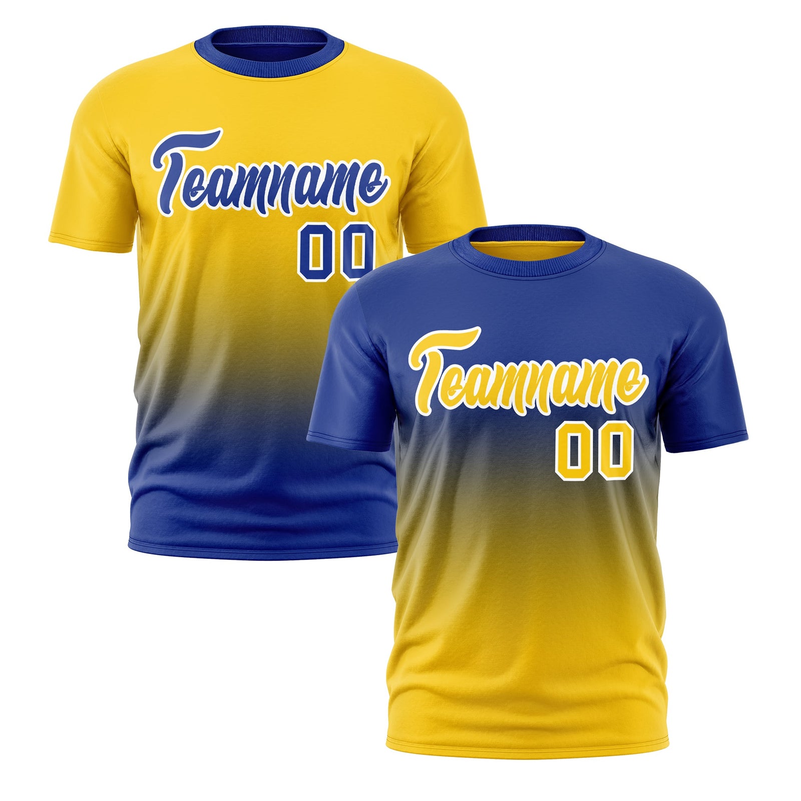 Custom Gold Royal Blue Gradient Fashion Reversible Quick Dry T-shirt| KXKSHOP