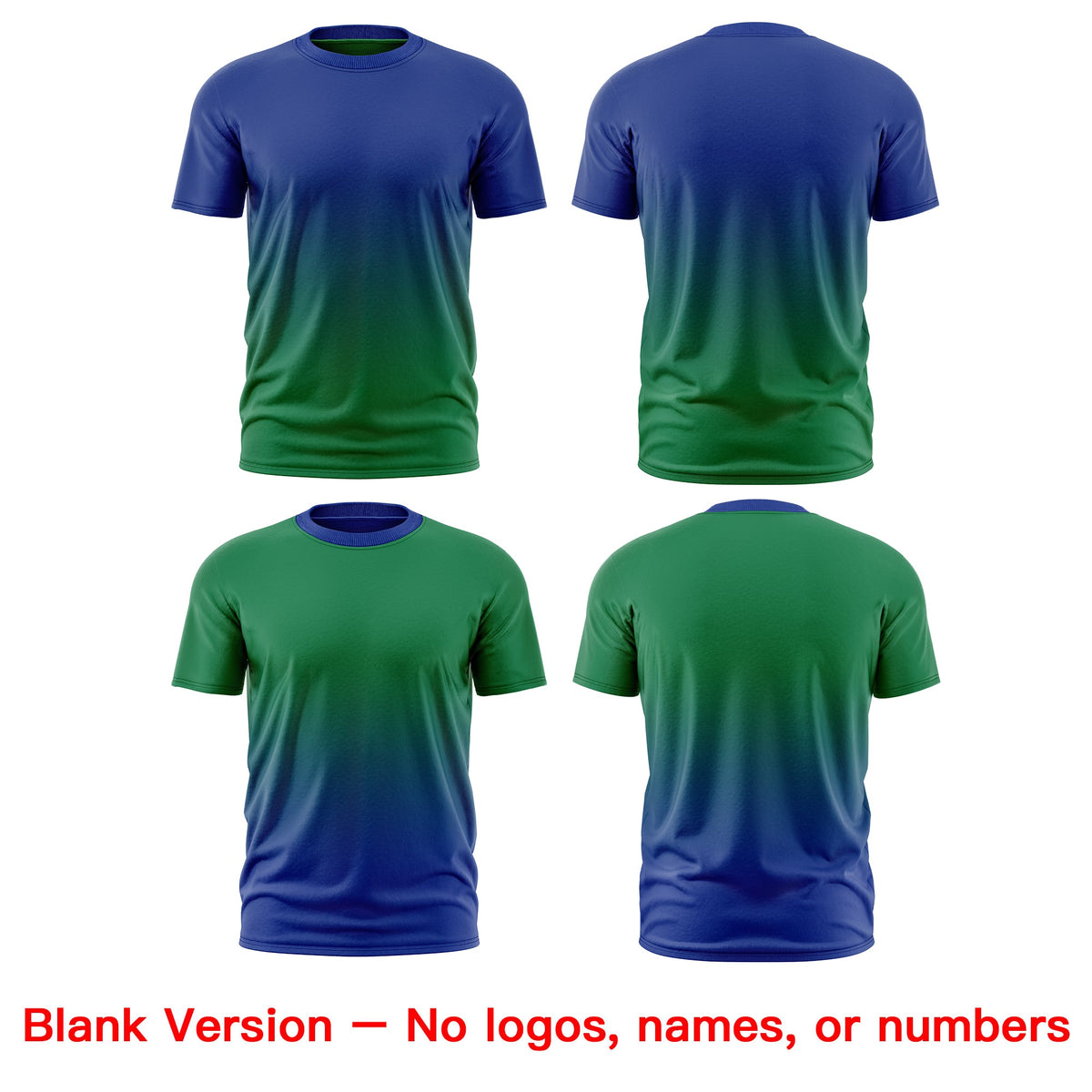 Custom Kelly Green Royal Blue Gradient Fashion Reversible Lightweight T-shirt| KXKSHOP