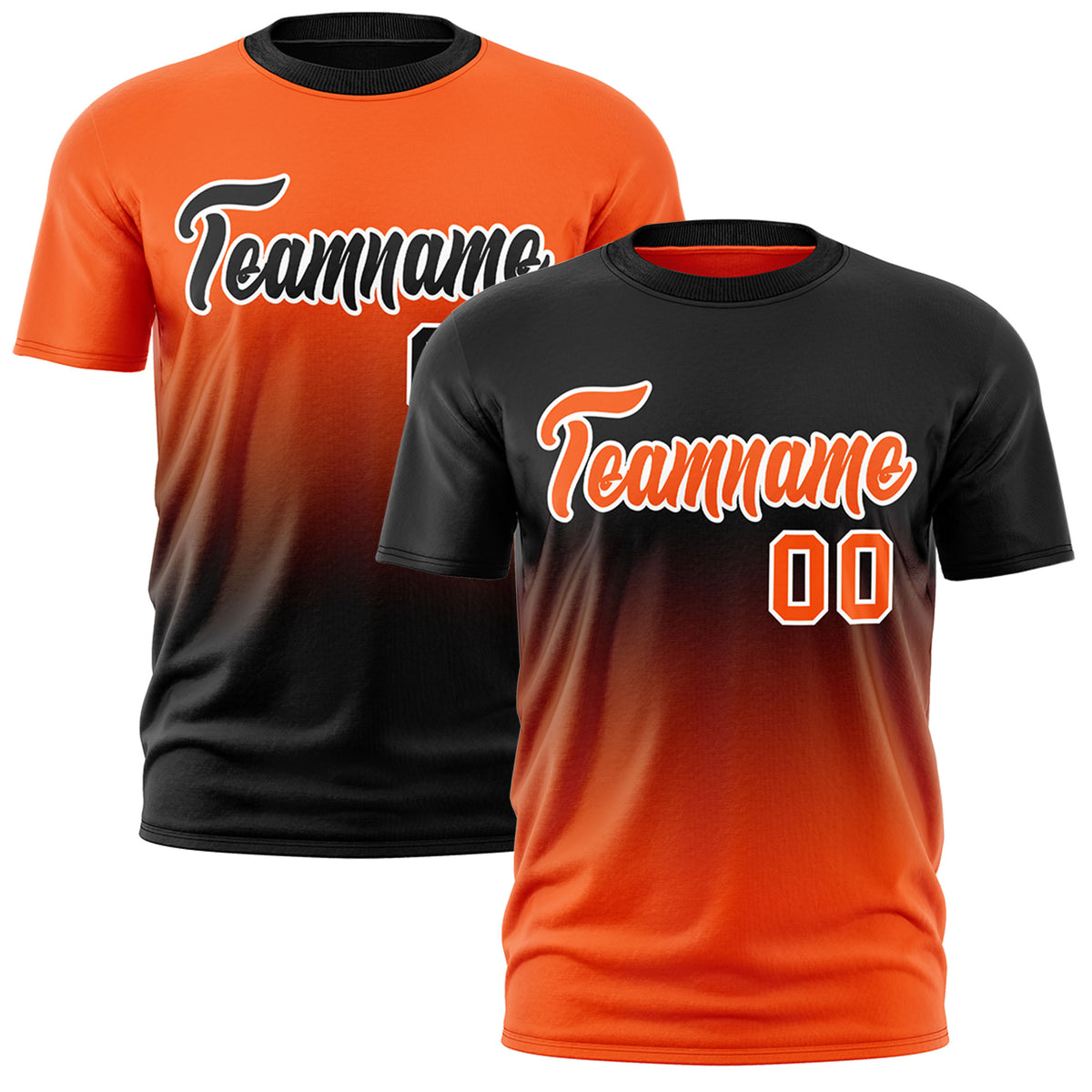 Custom Orange Black Gradient Fashion Reversible Quick Dry T-shirt| KXKSHOP