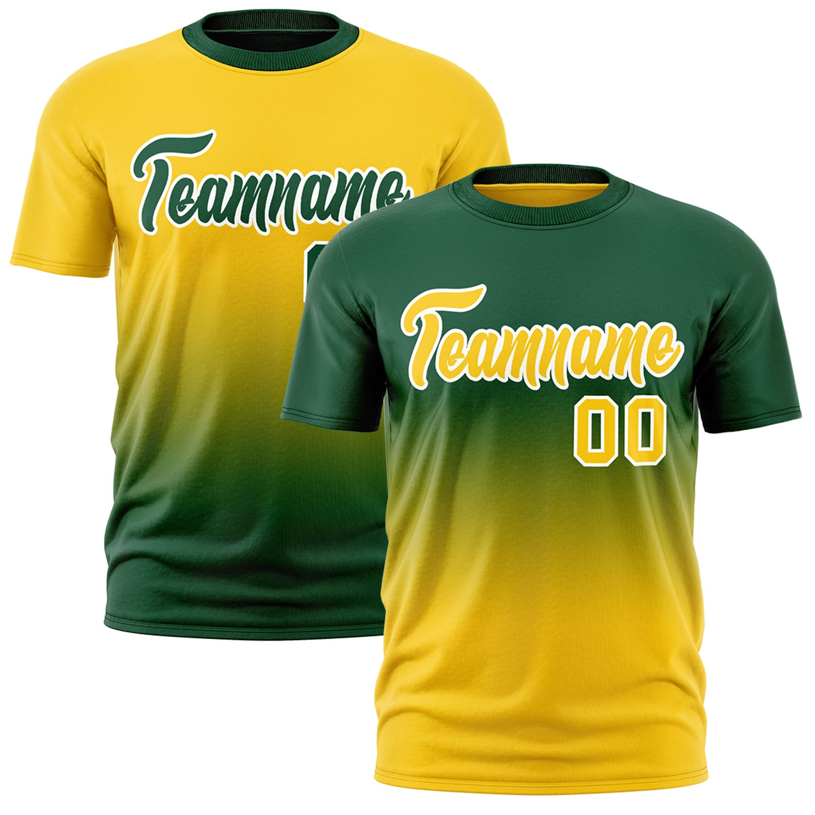 Custom Dark Green Gold Gradient Fashion Reversible Quick Dry T-shirt| KXKSHOP