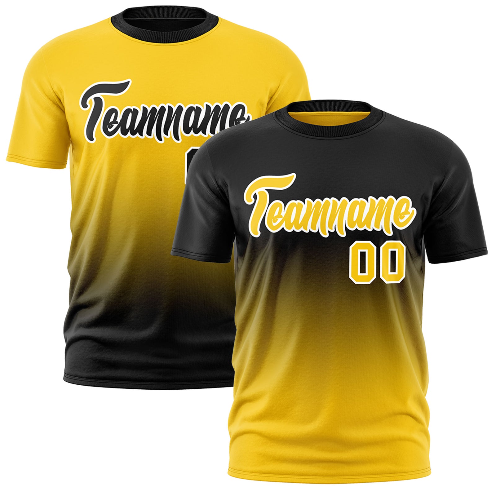 Custom Gold Black Gradient Fashion Reversible Lightweight T-shirt| KXKSHOP