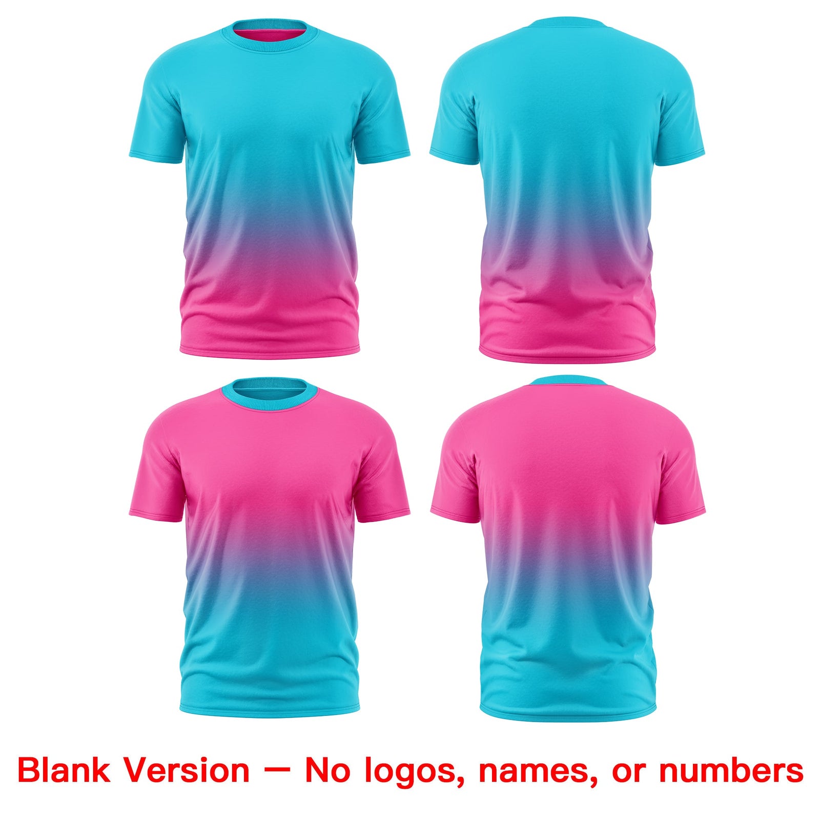 Custom Sky Blue Pink Gradient Fashion Reversible Lightweight T-shirt| KXKSHOP