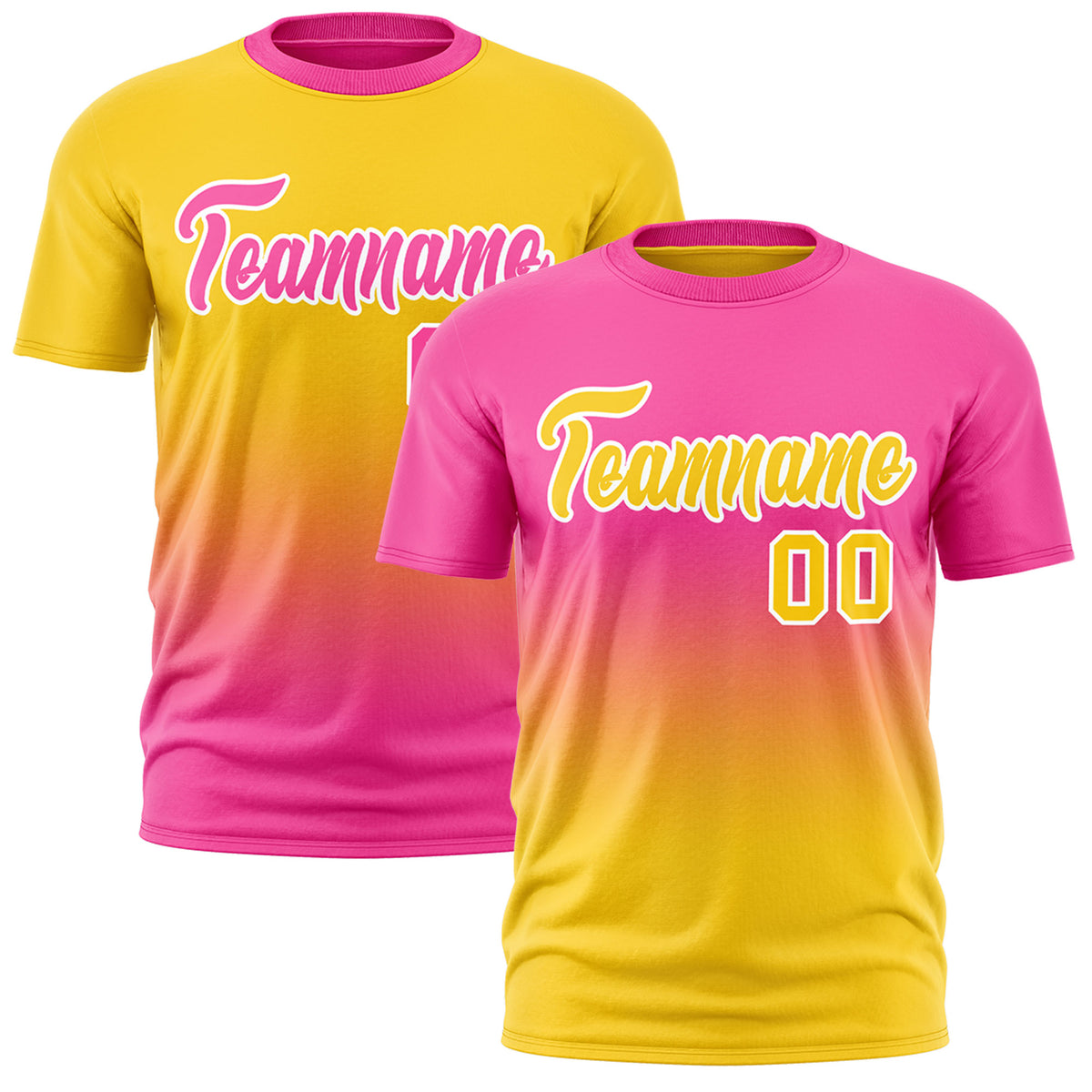 Custom Pink Gold Gradient Fashion Reversible Quick Dry T-shirt| KXKSHOP