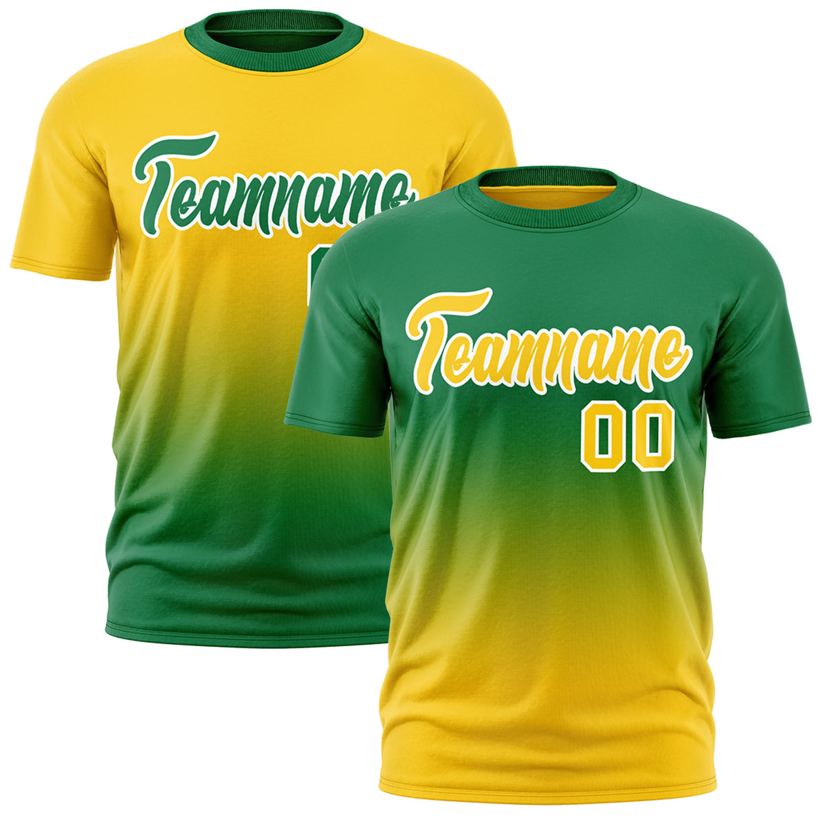 Custom Kelly Green Gold Gradient Fashion Reversible Lightweight T-shirt| KXKSHOP